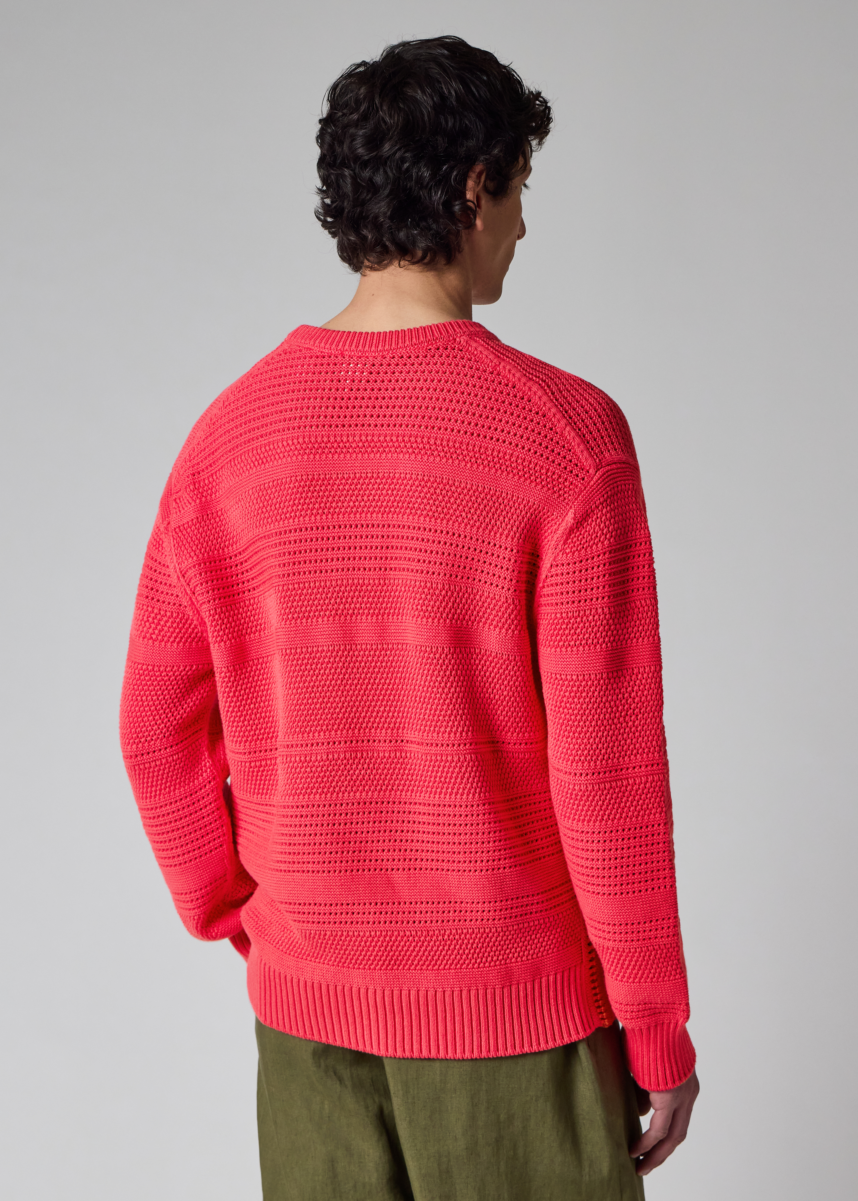 Bright Pink Textured Cotton Sweater