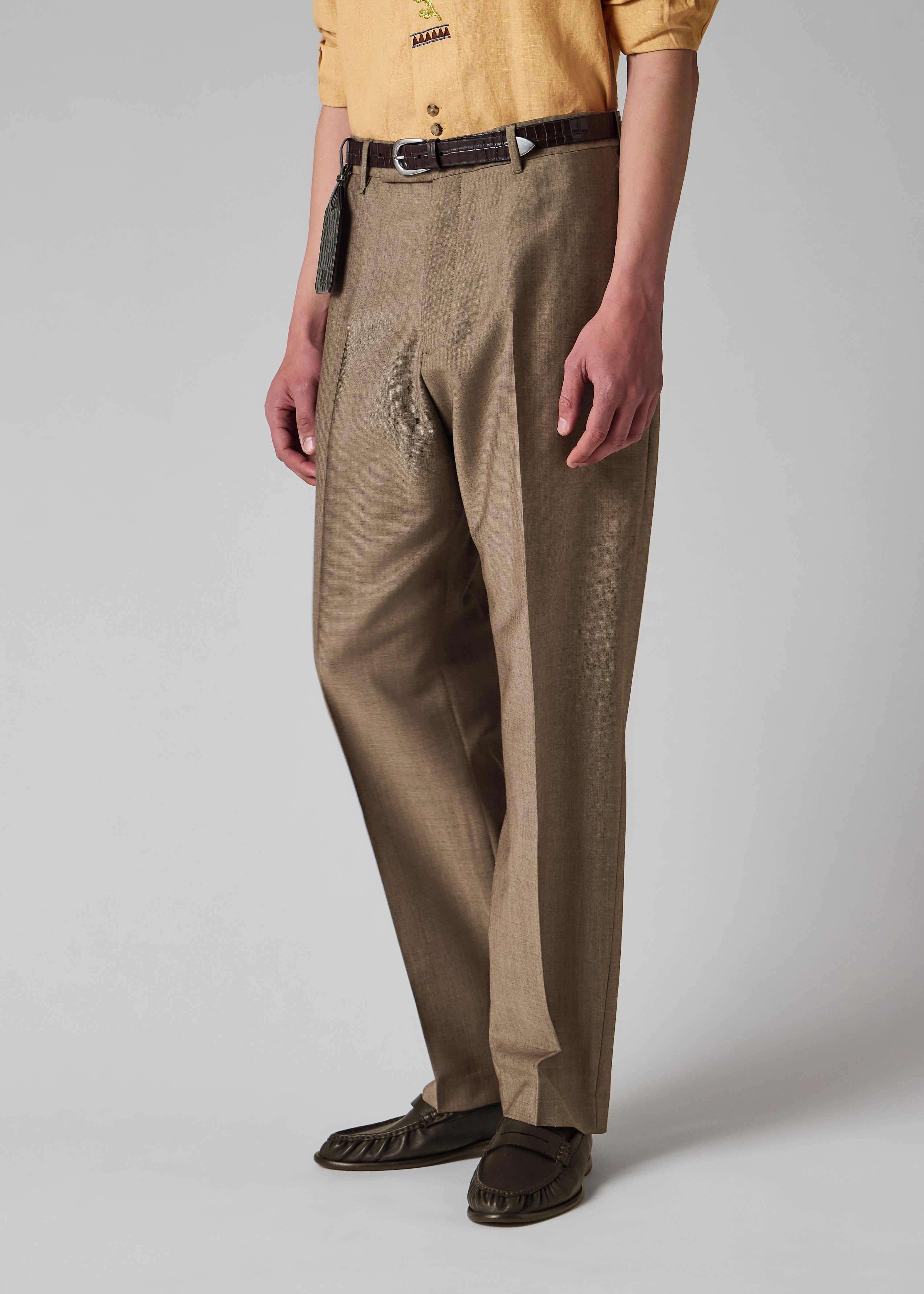 Relaxed-Fit Brown Wool-Mohair Trousers