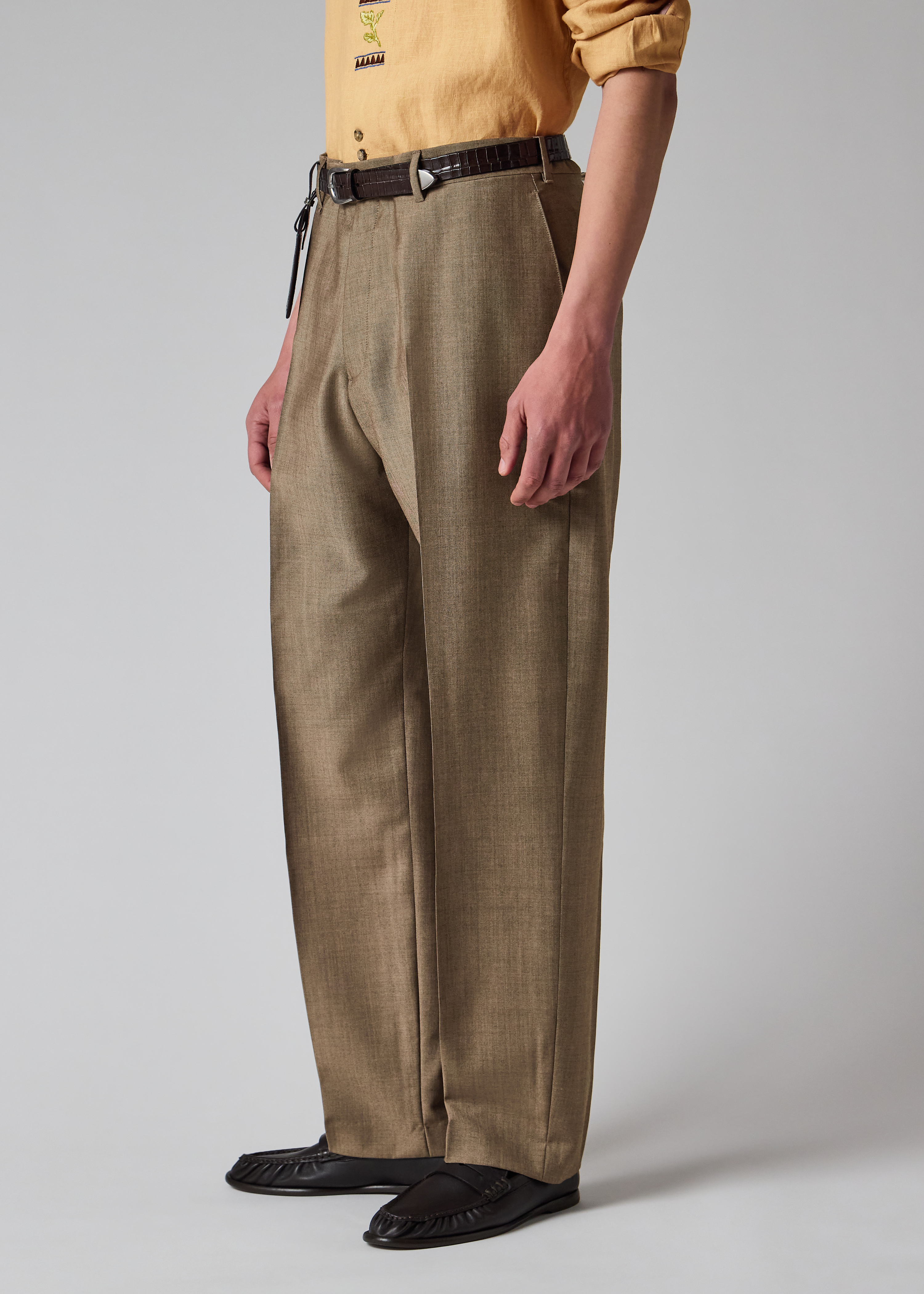 Relaxed-Fit Brown Wool-Mohair Trousers