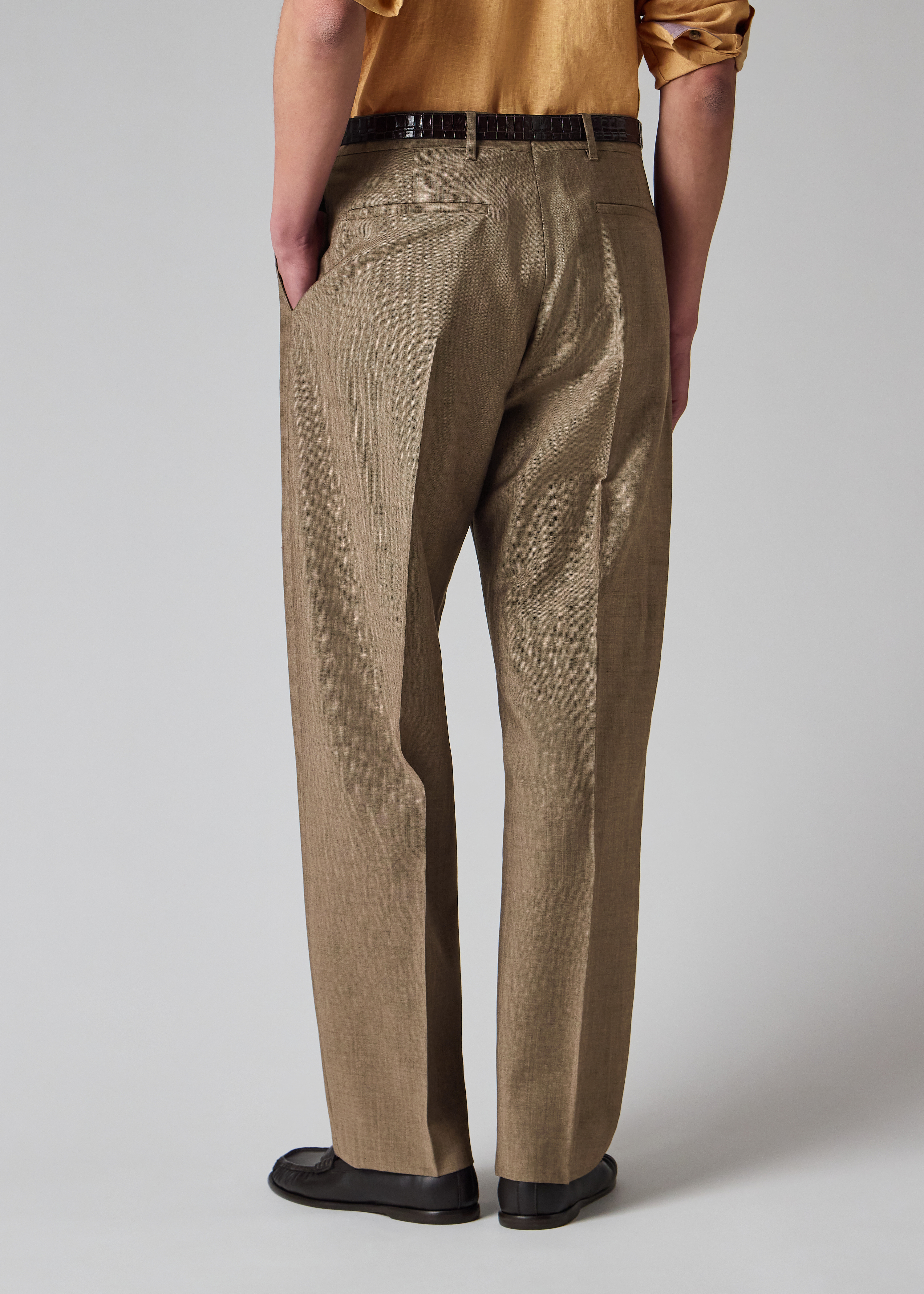 Relaxed-Fit Brown Wool-Mohair Trousers