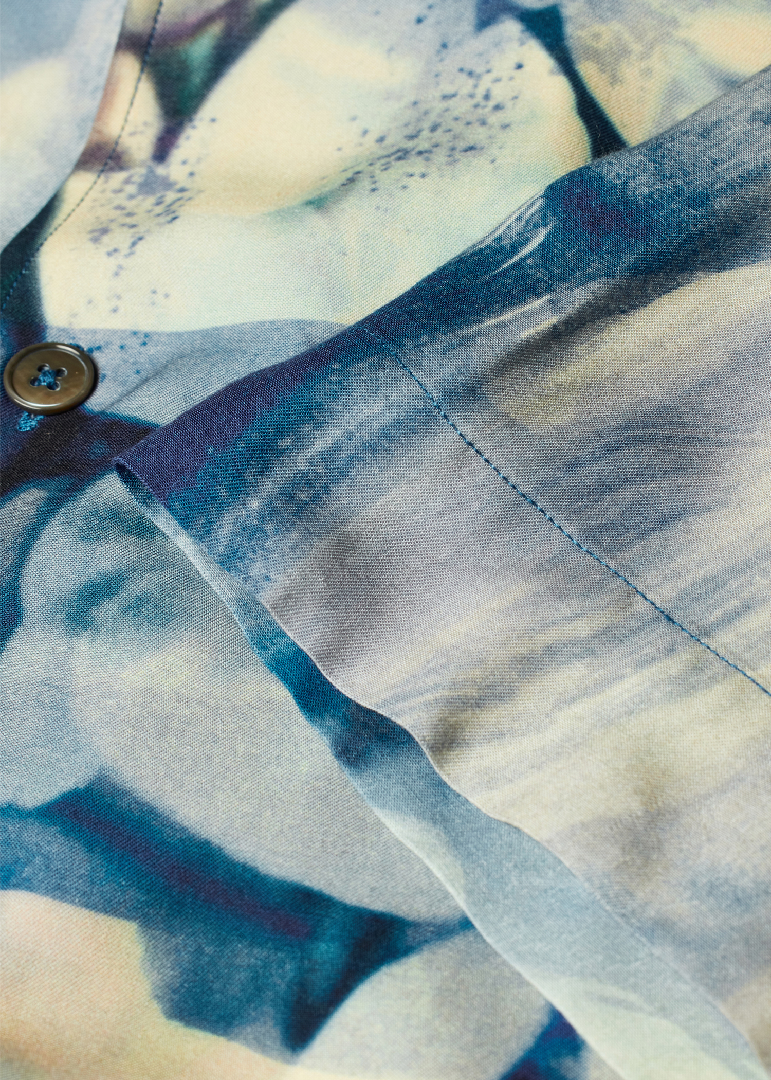 Oversized Blue 'Painted Photograph' Viscose Shirt