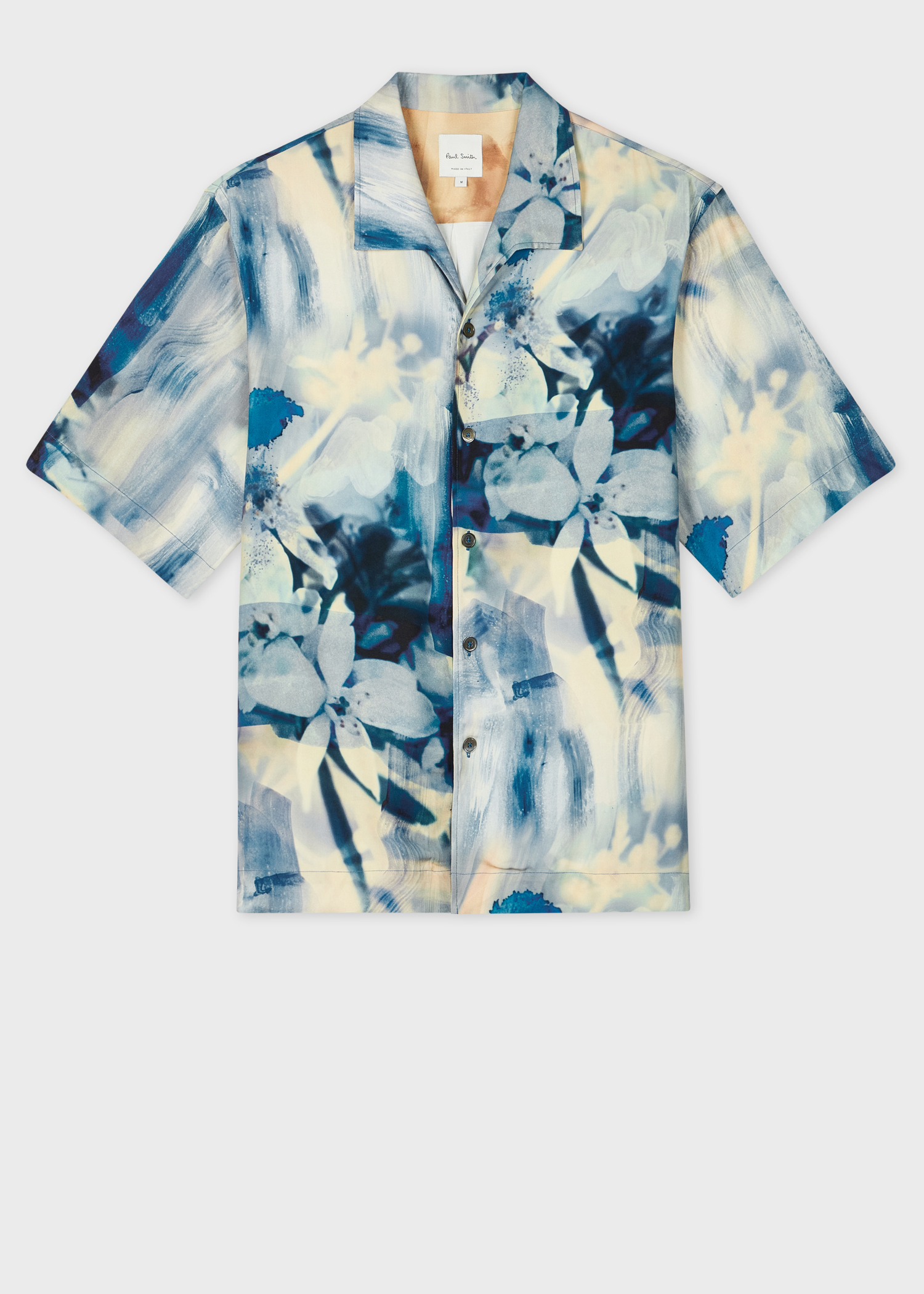 Oversized Blue 'Painted Photograph' Viscose Shirt