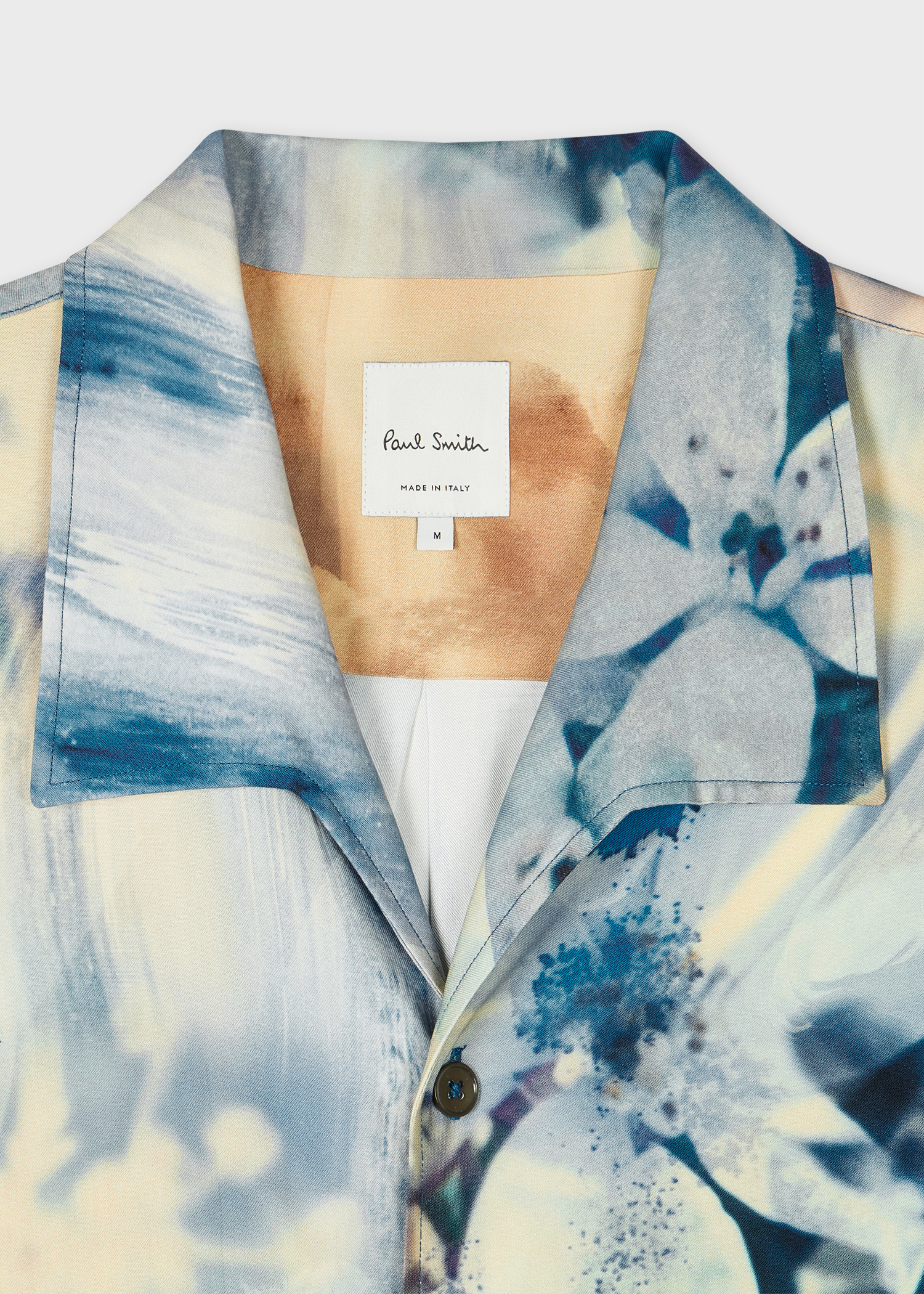 Oversized Blue 'Painted Photograph' Viscose Shirt