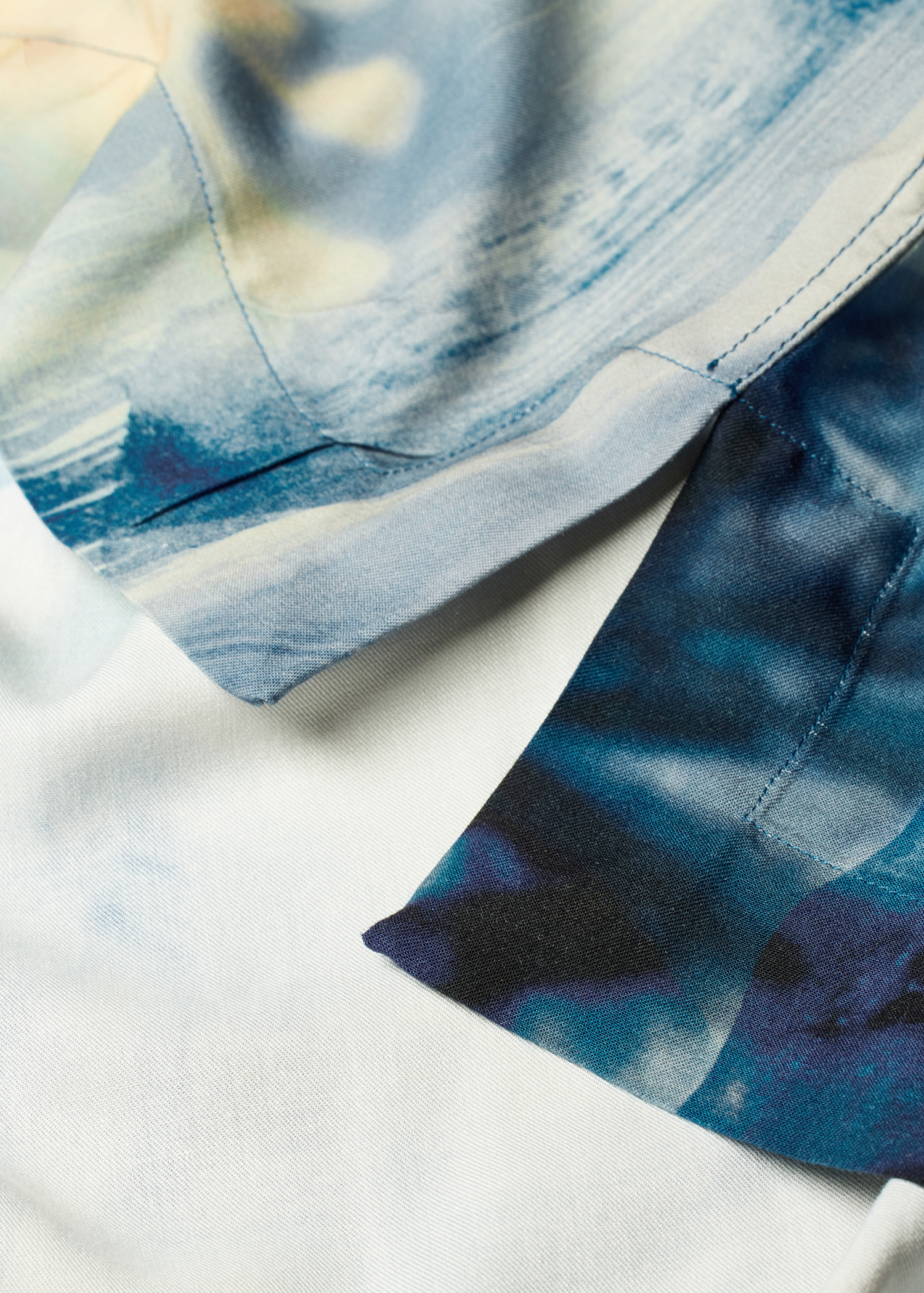 Oversized Blue 'Painted Photograph' Viscose Shirt