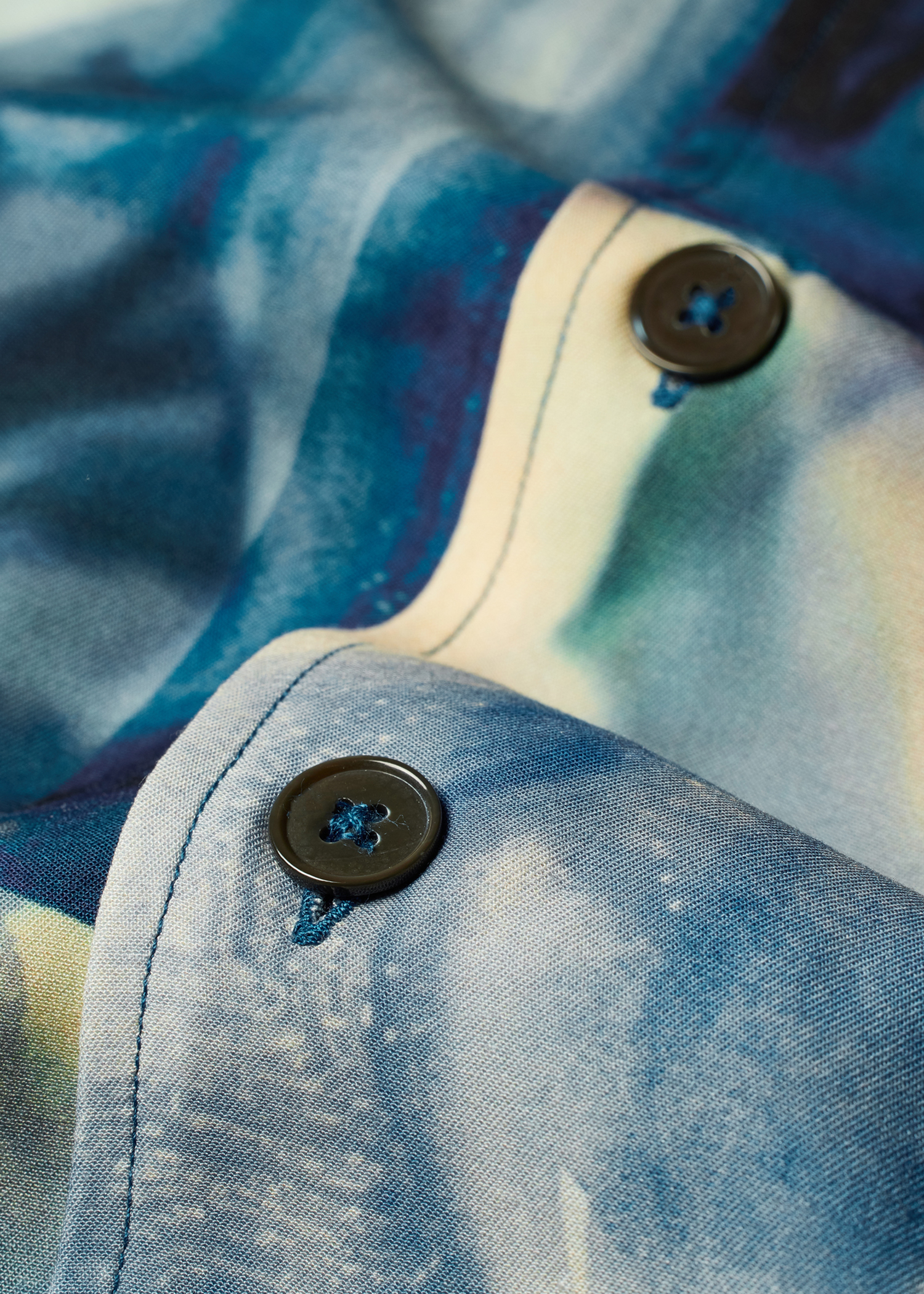 Oversized Blue 'Painted Photograph' Viscose Shirt
