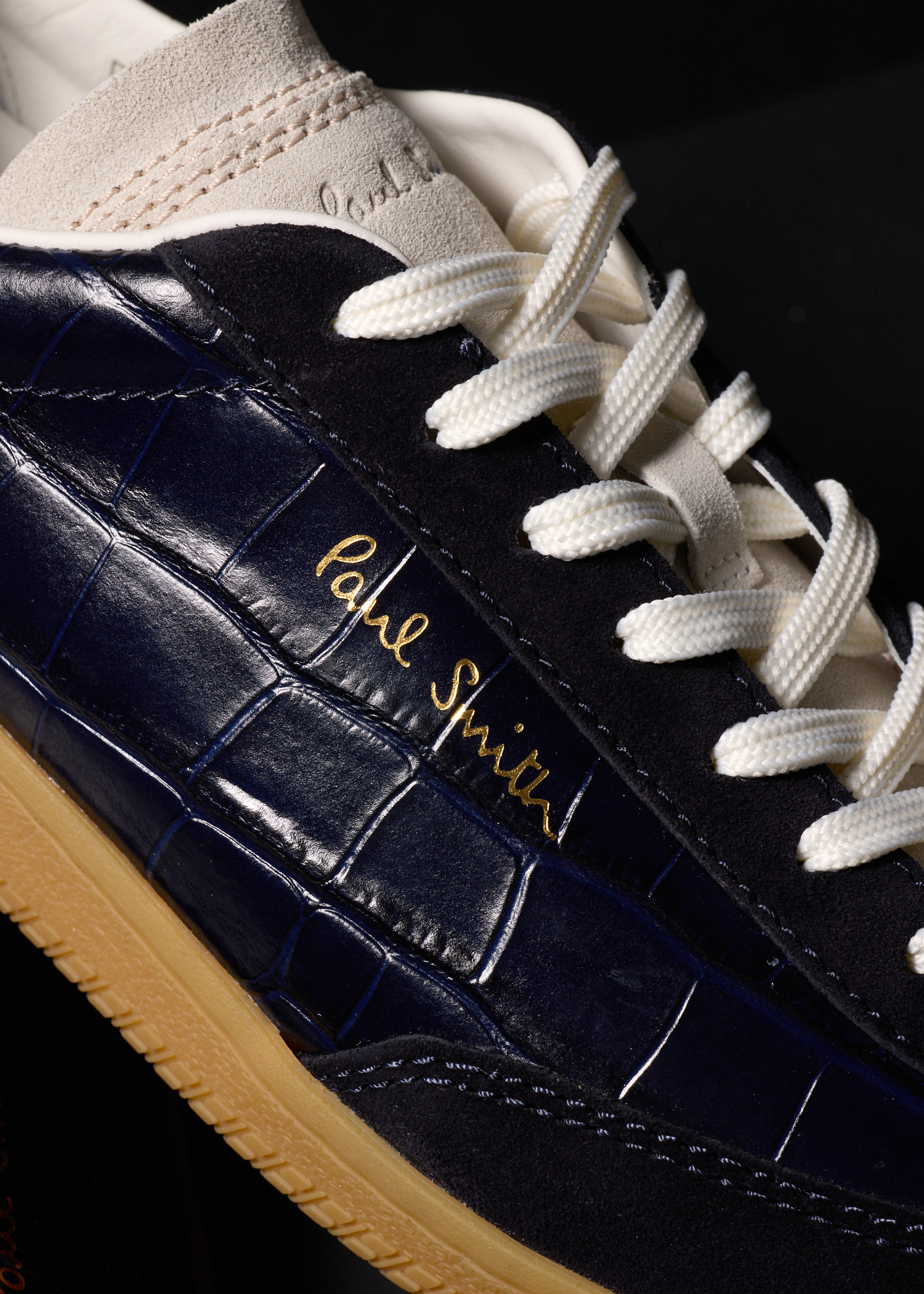 Navy Croc-Emboss 'Como' Trainers
