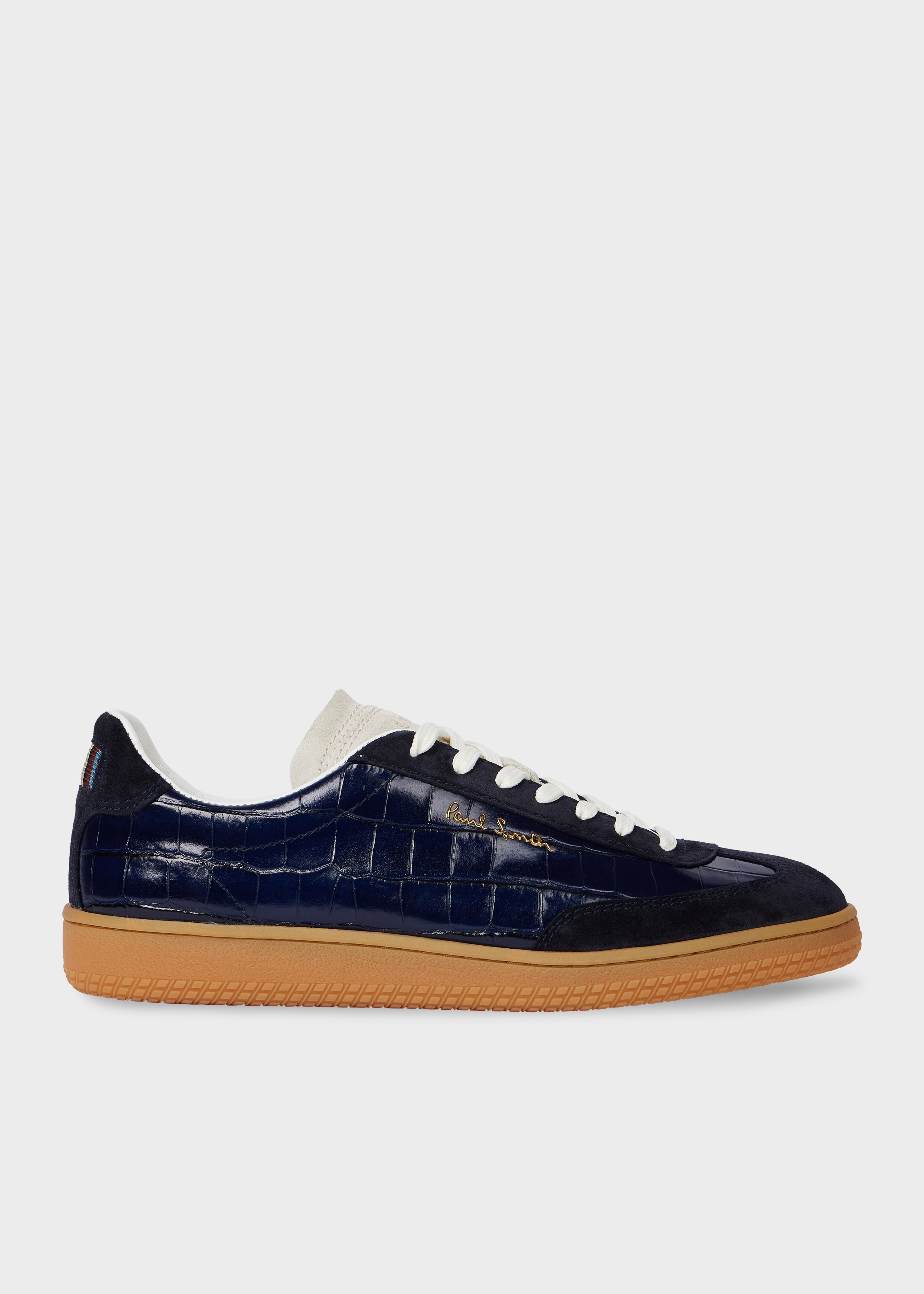 Navy Croc-Emboss 'Como' Trainers