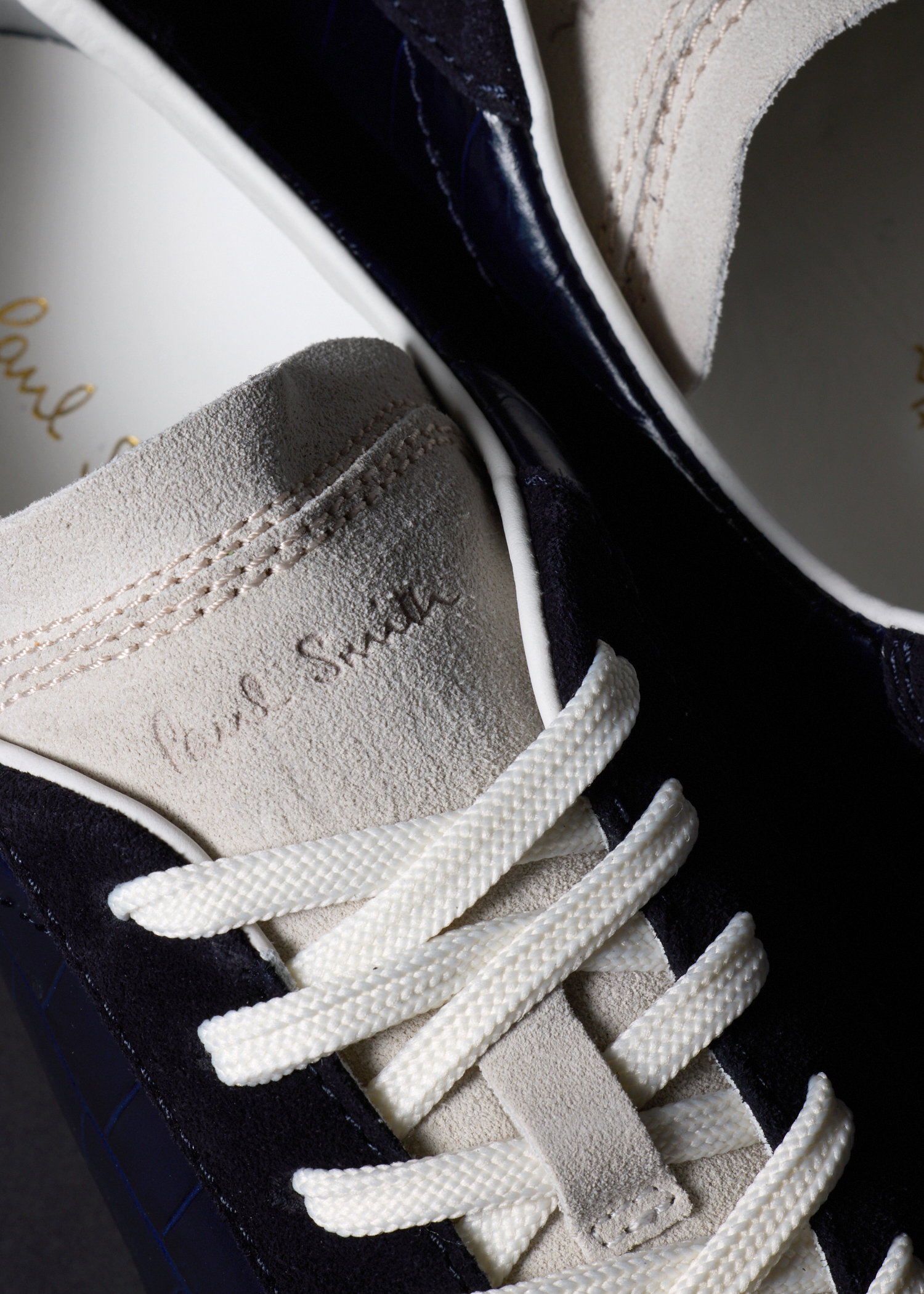Navy Croc-Emboss 'Como' Trainers