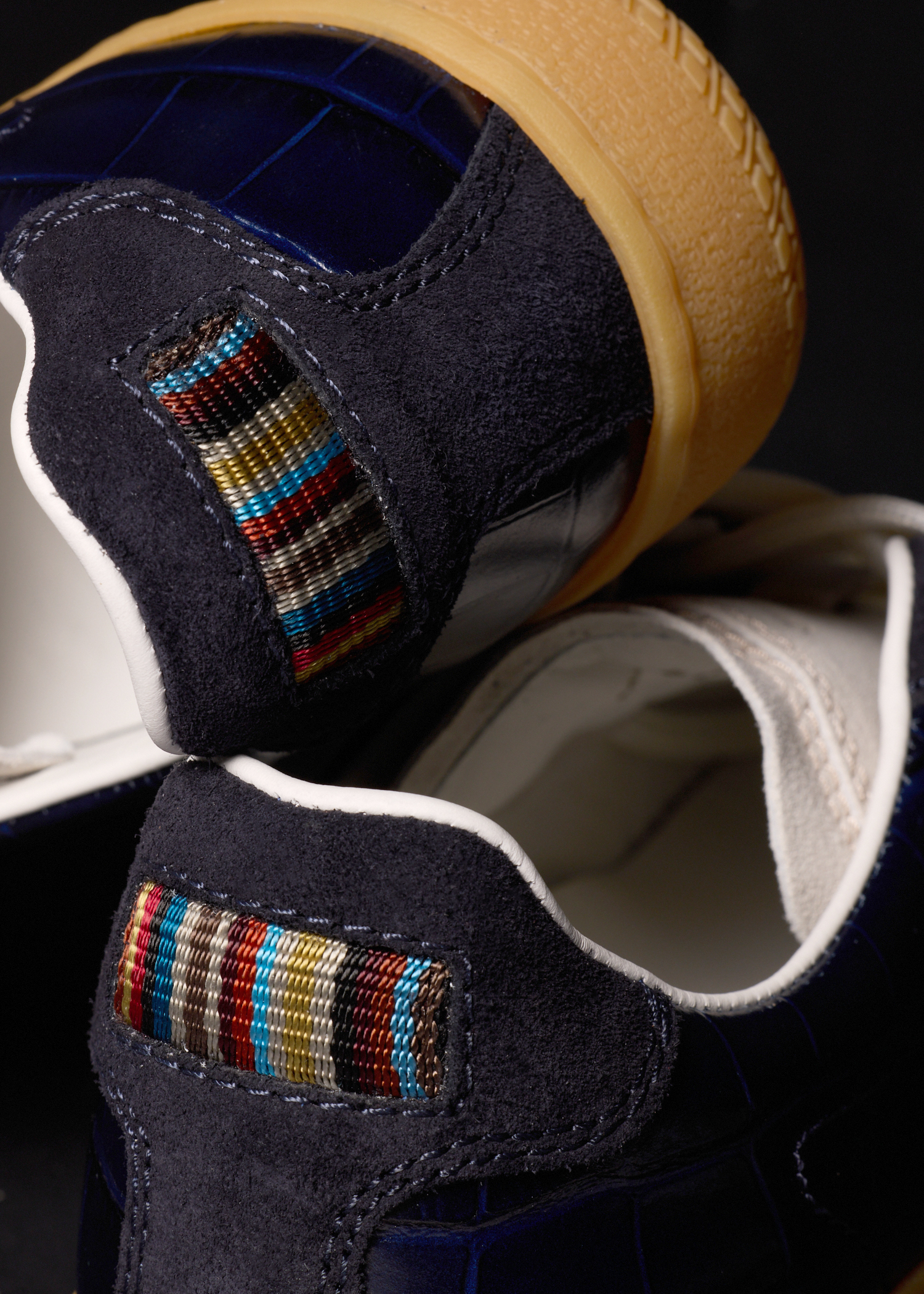 Navy Croc-Emboss 'Como' Trainers