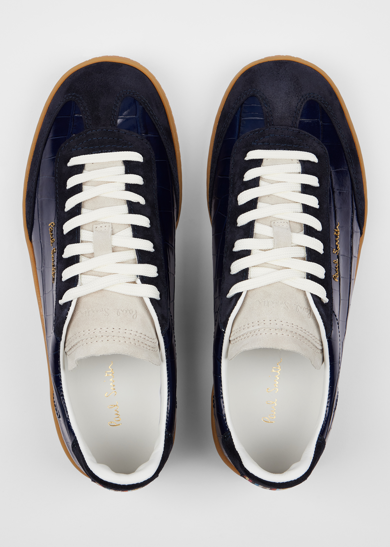 Navy Croc-Emboss 'Como' Trainers