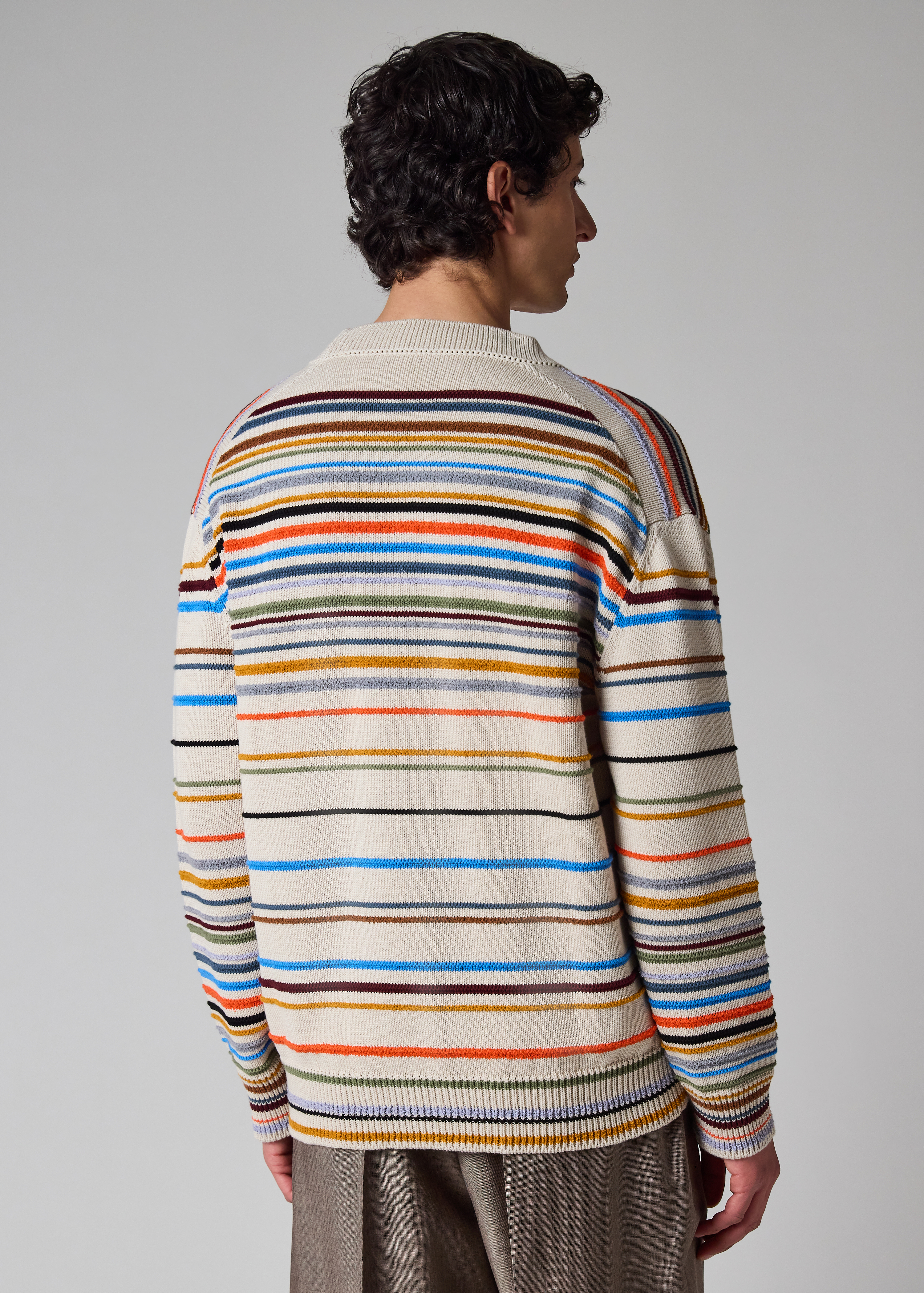 Ecru 'Cairo Stripe' Cotton-Blend Cardigan