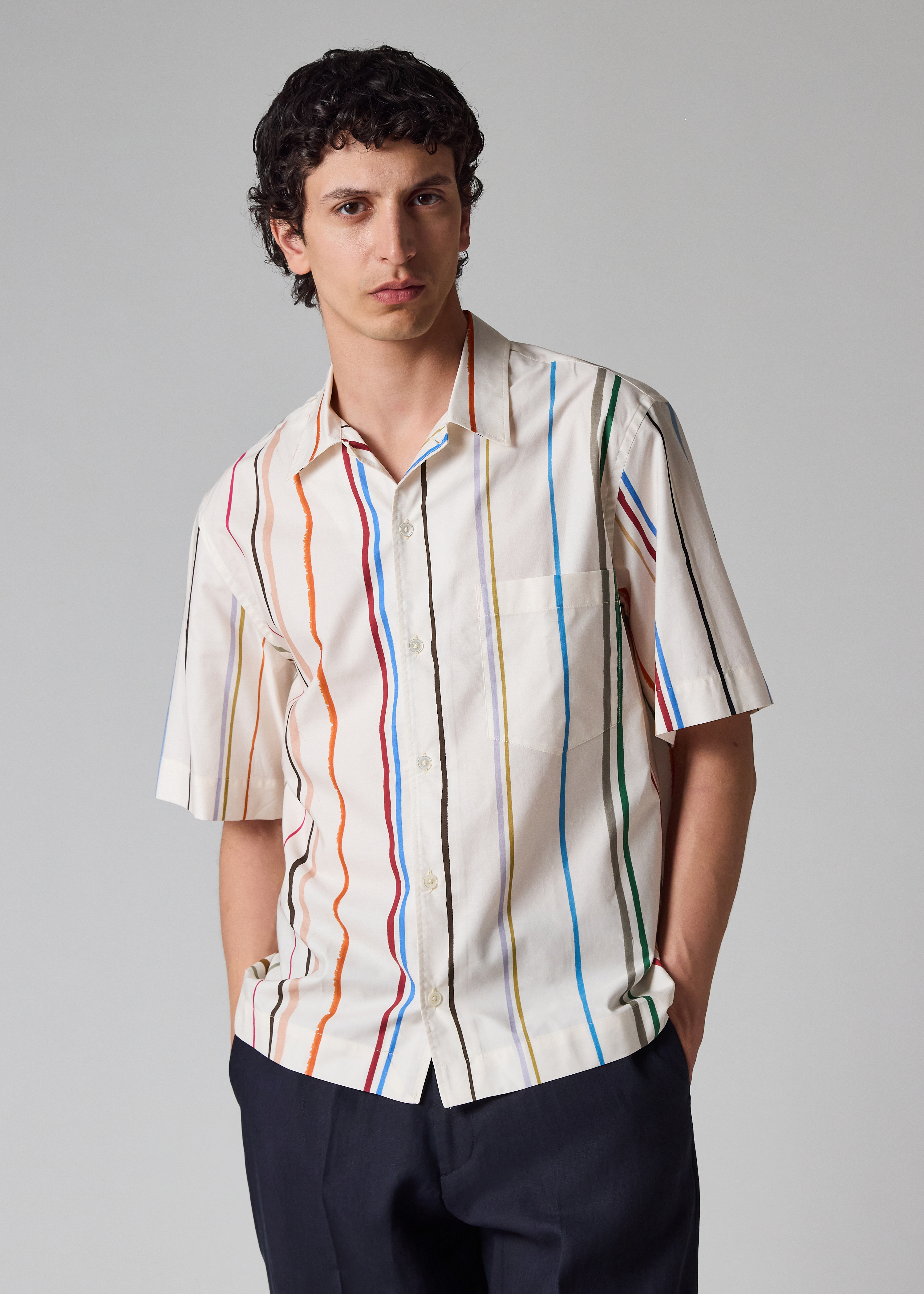 Ecru 'Painted Signature Stripe' Short-Sleeve Shirt
