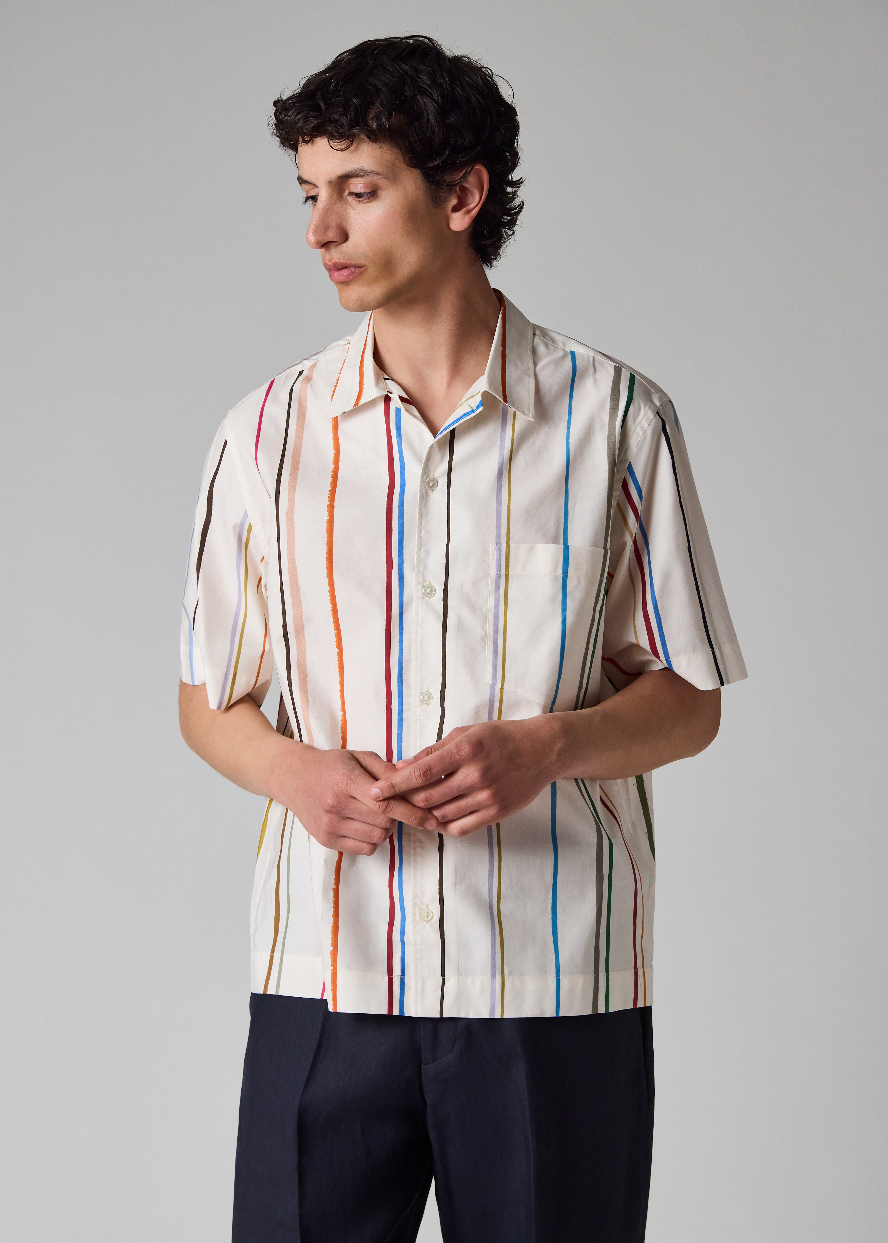 Ecru 'Painted Signature Stripe' Short-Sleeve Shirt
