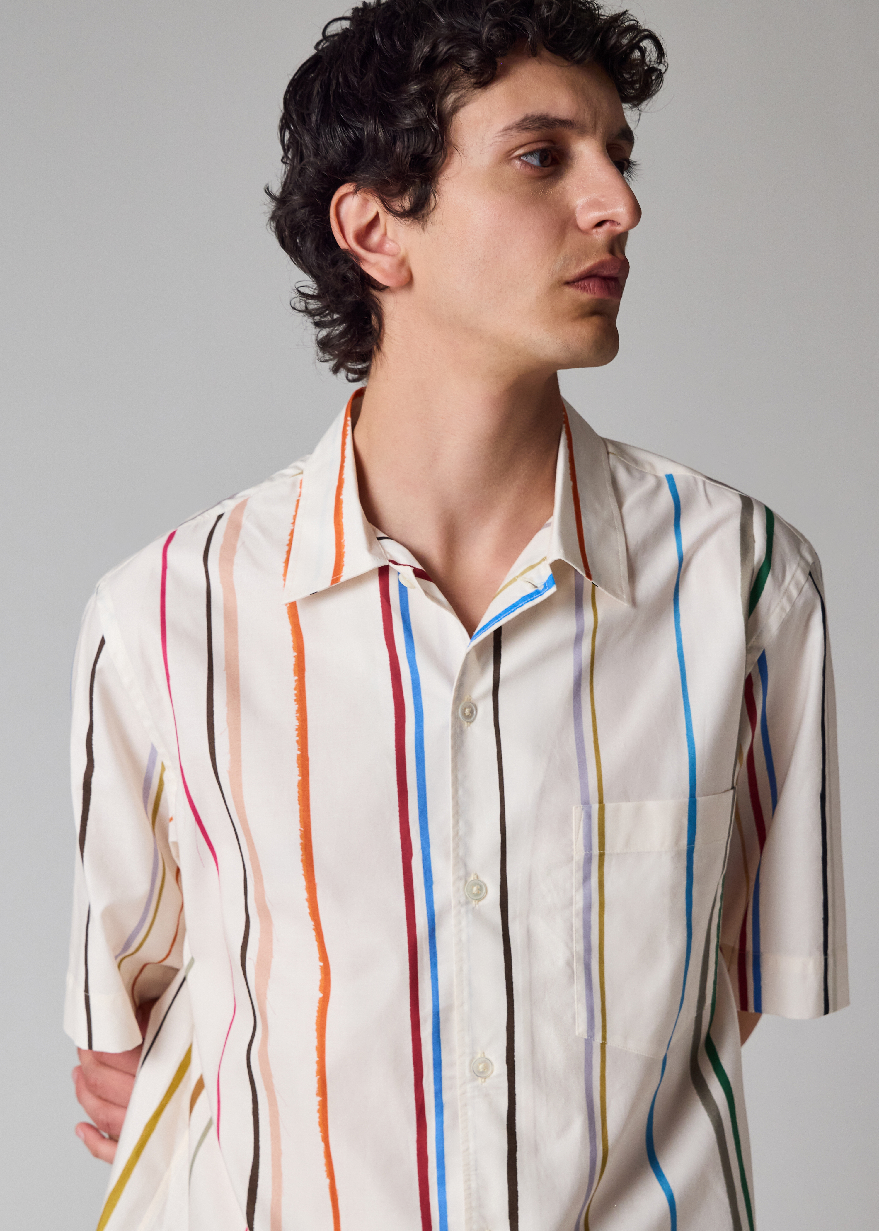 Ecru 'Painted Signature Stripe' Short-Sleeve Shirt