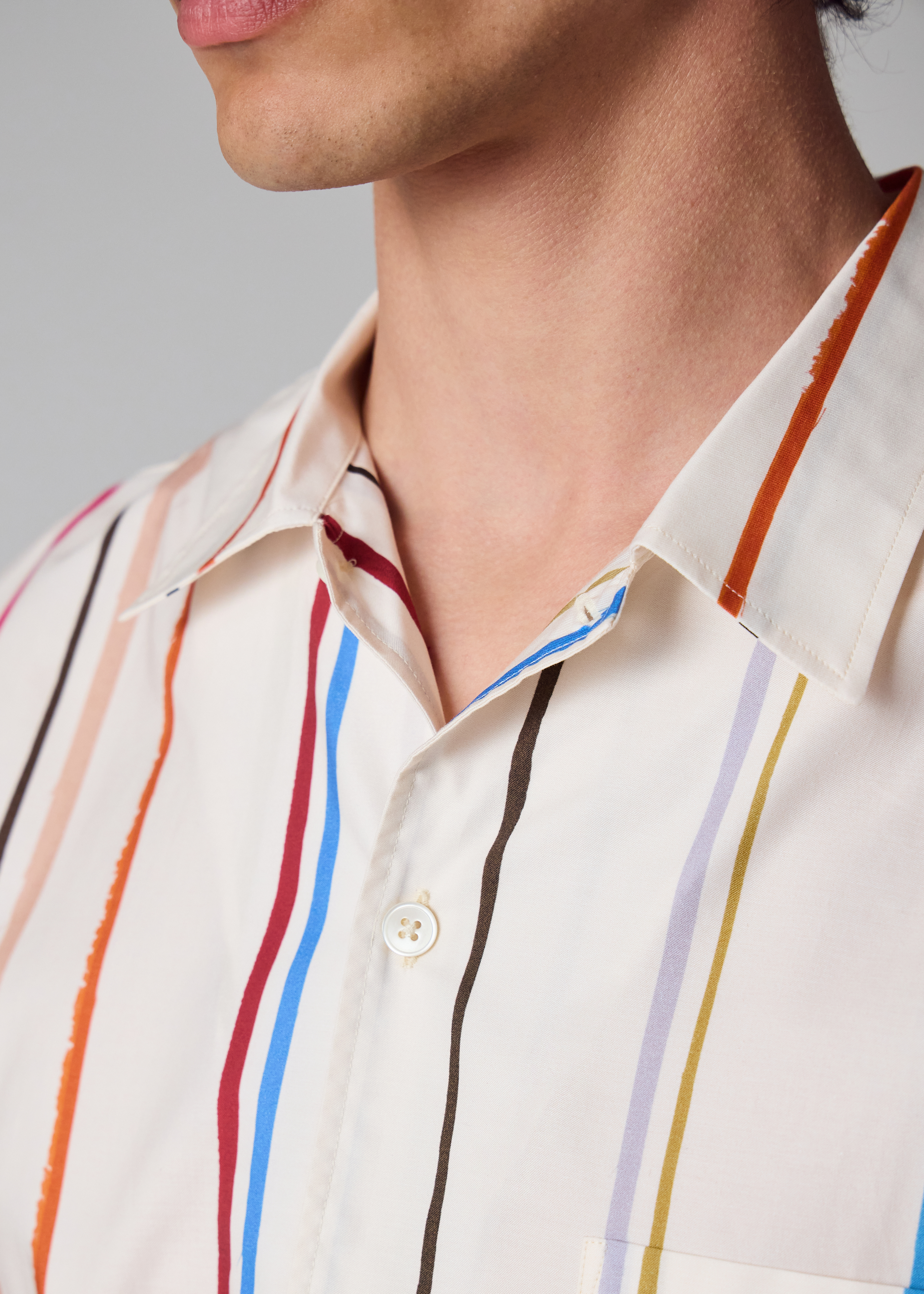 Ecru 'Painted Signature Stripe' Short-Sleeve Shirt