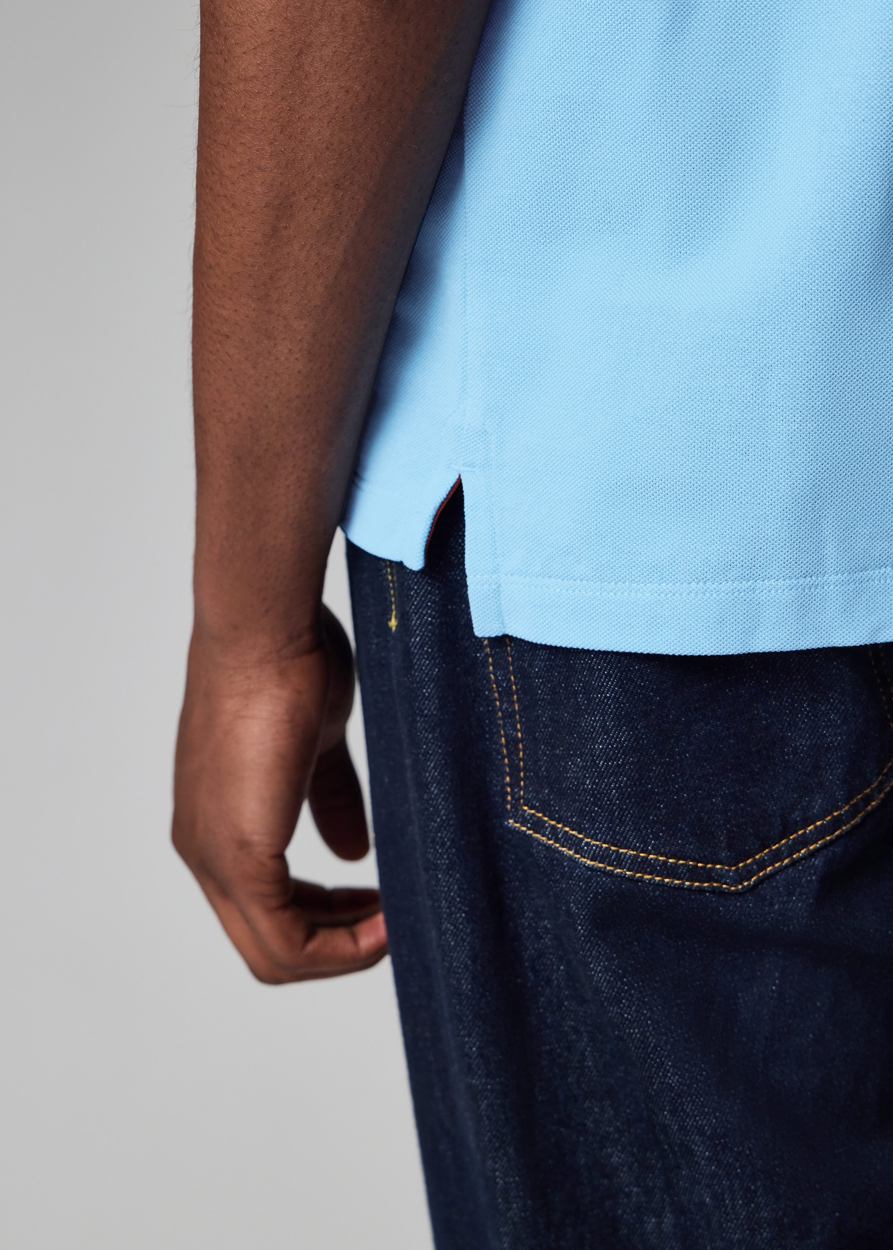 Pale Blue 'Artist Stripe' Placket Polo Shirt