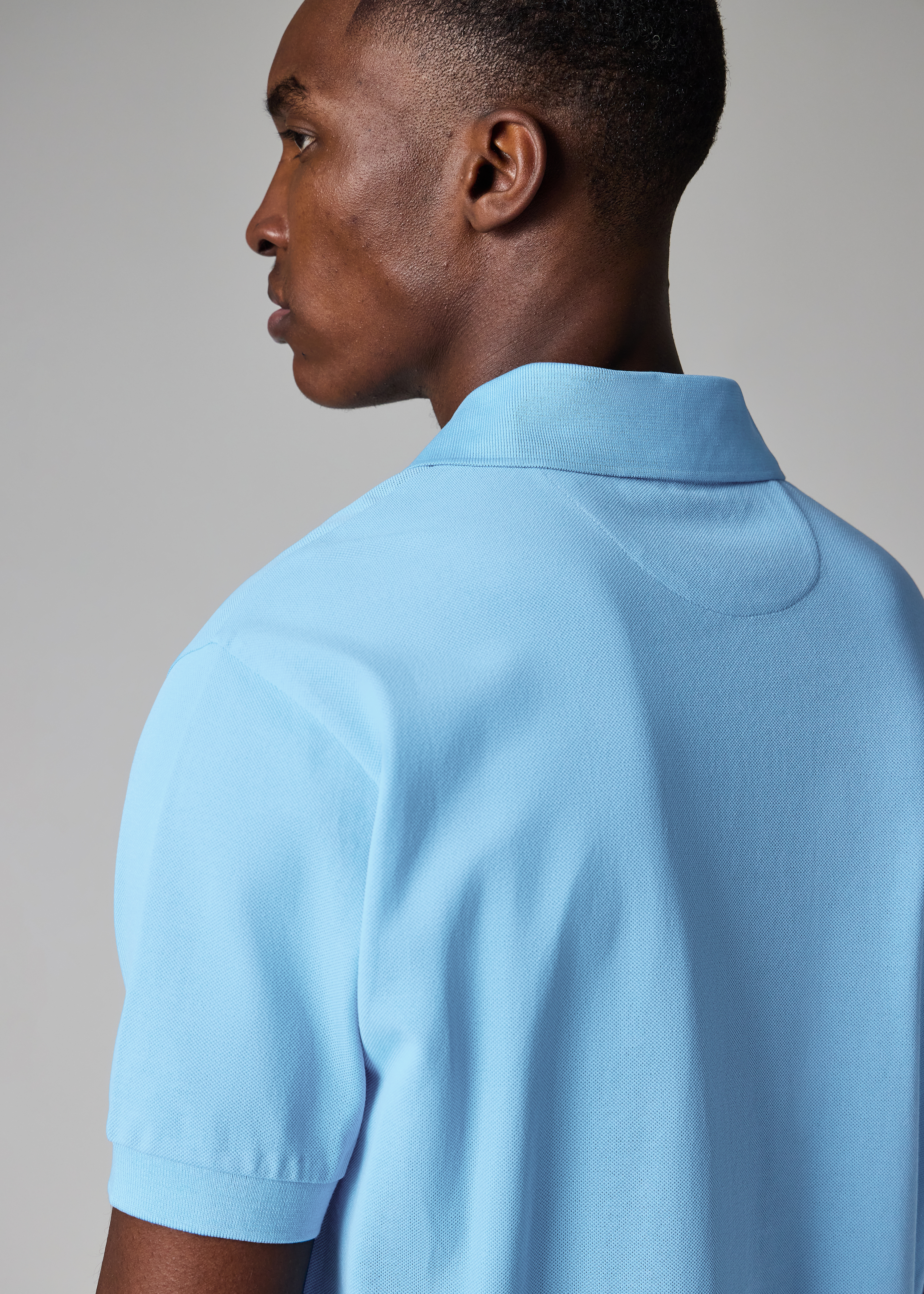 Pale Blue 'Artist Stripe' Placket Polo Shirt