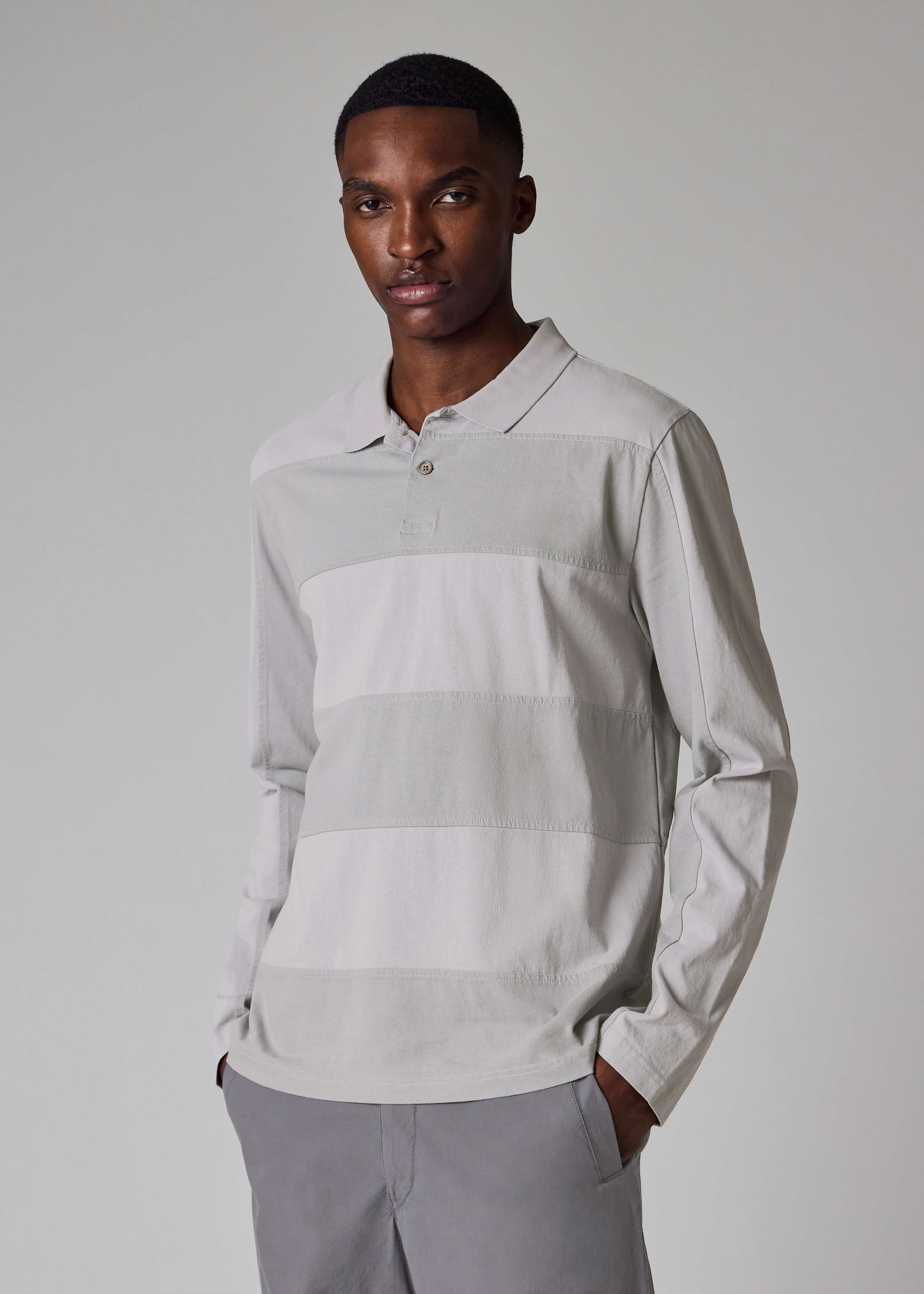 Mauve Block Stripe Rugby Polo Shirt