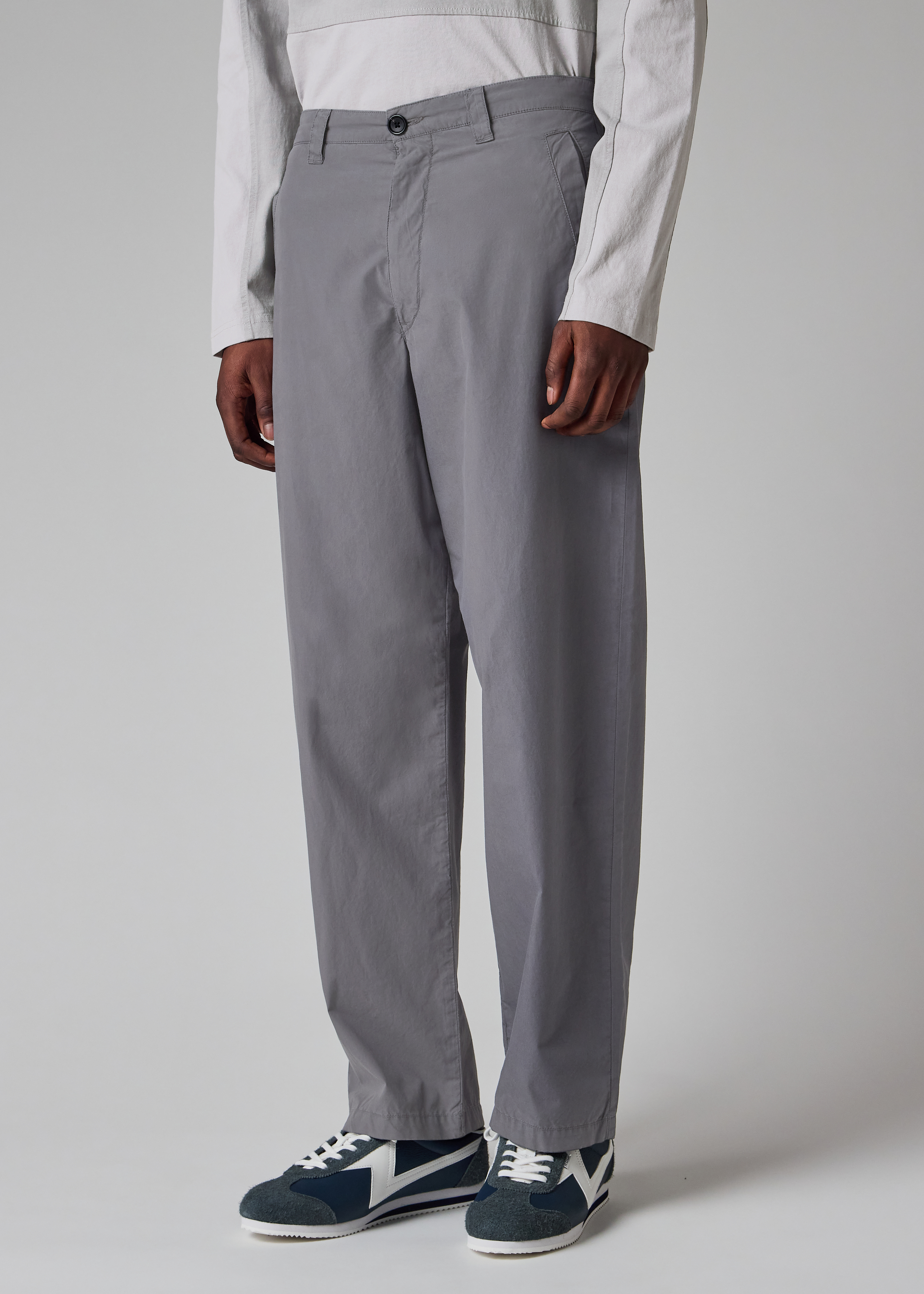 Relaxed-Fit Charcoal Cotton Chinos