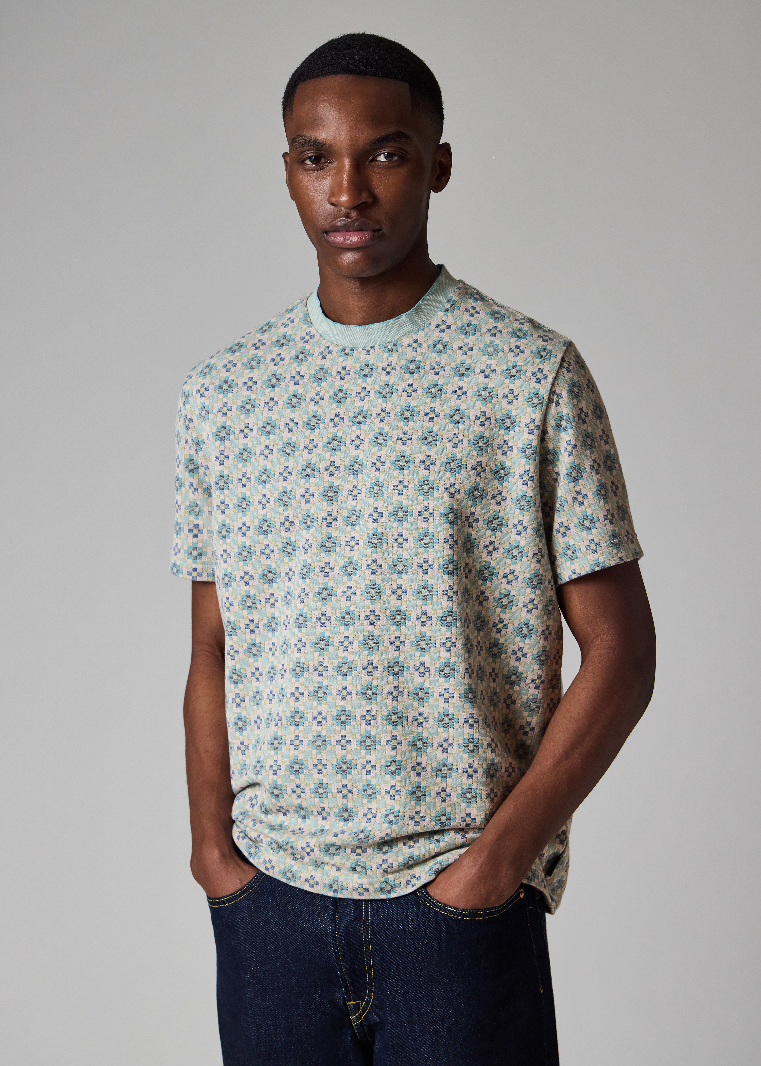 'Geo Tile' Cotton-Blend T-Shirt