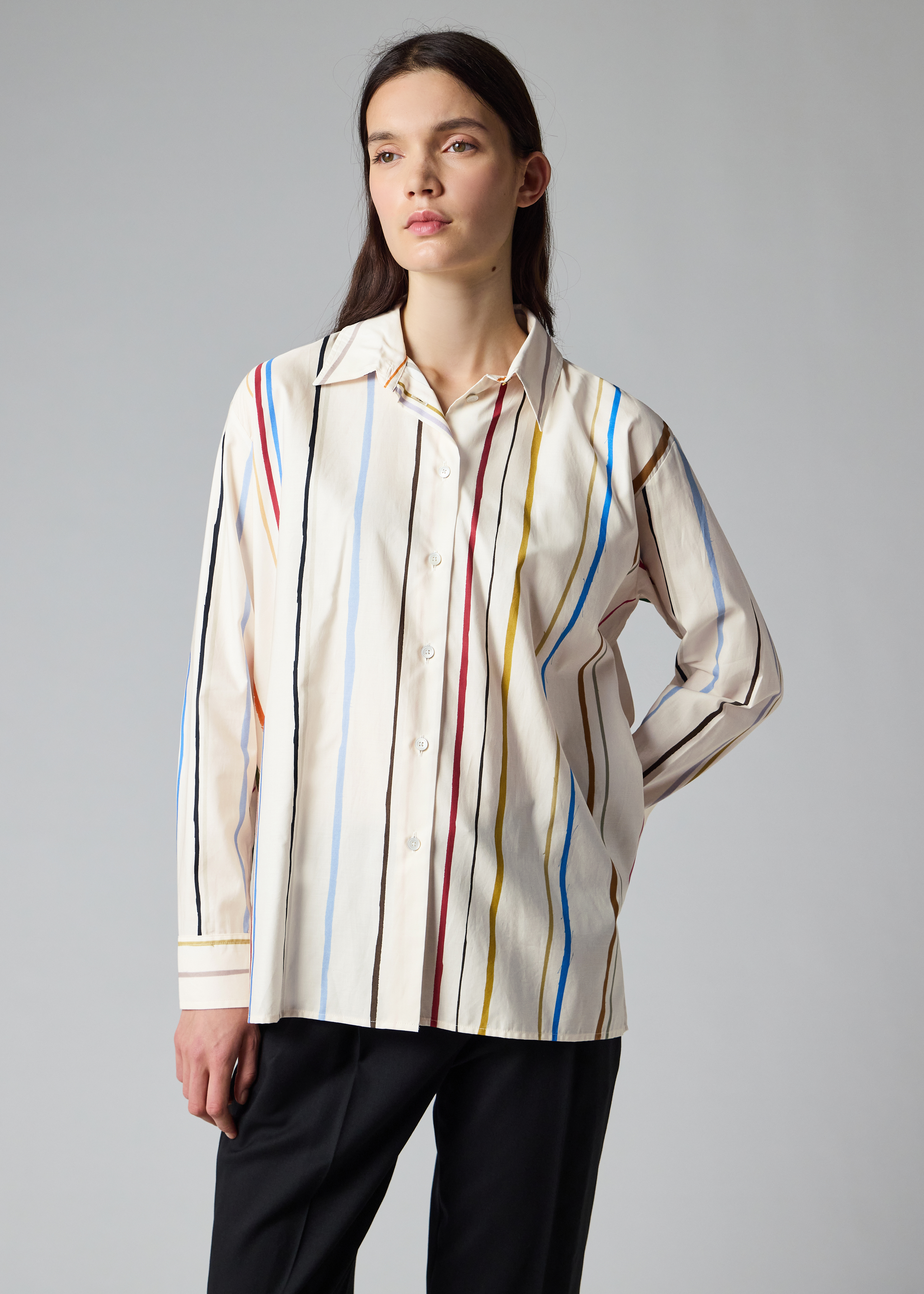 Women's Cream 'Painted Stripe' Shirt