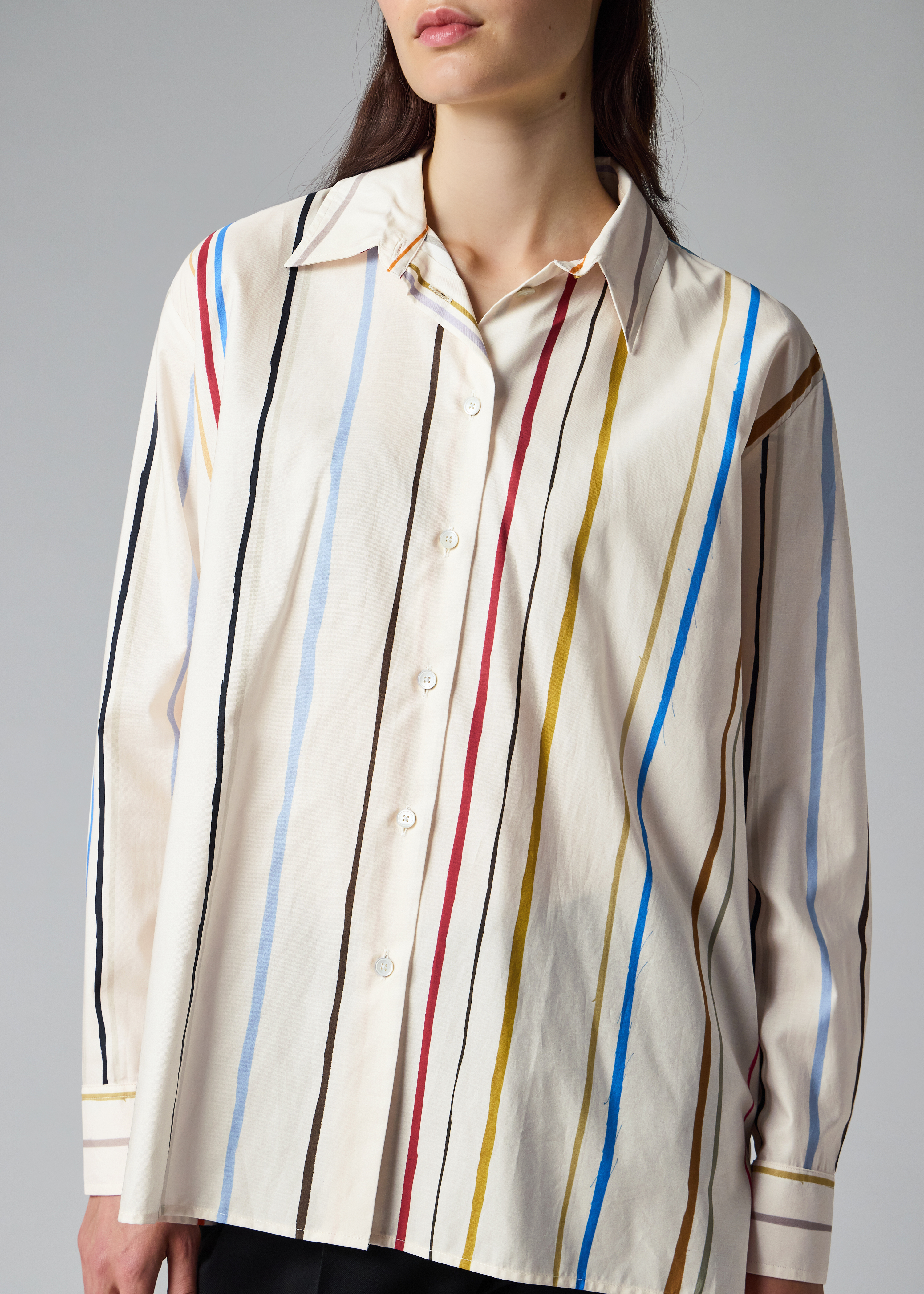 Women's Cream 'Painted Stripe' Shirt