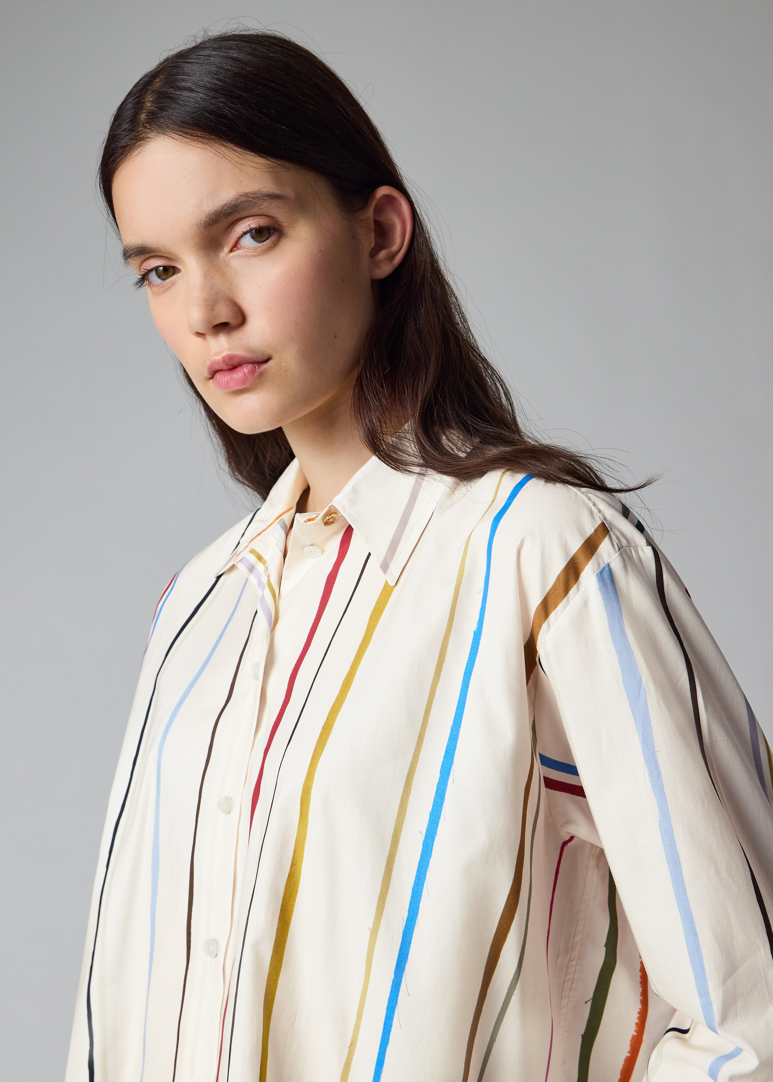 Women's Cream 'Painted Stripe' Shirt