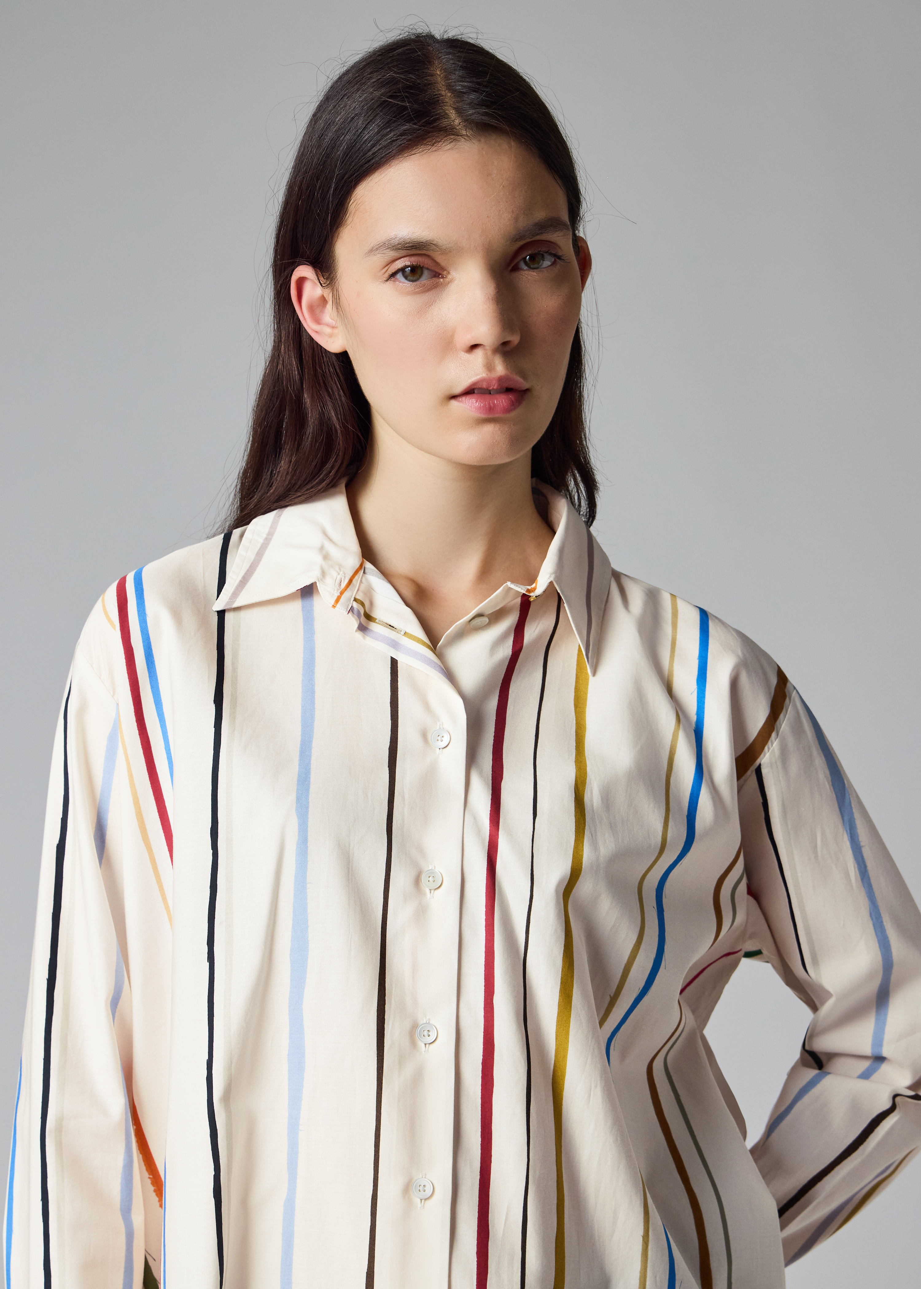 Women's Cream 'Painted Stripe' Shirt