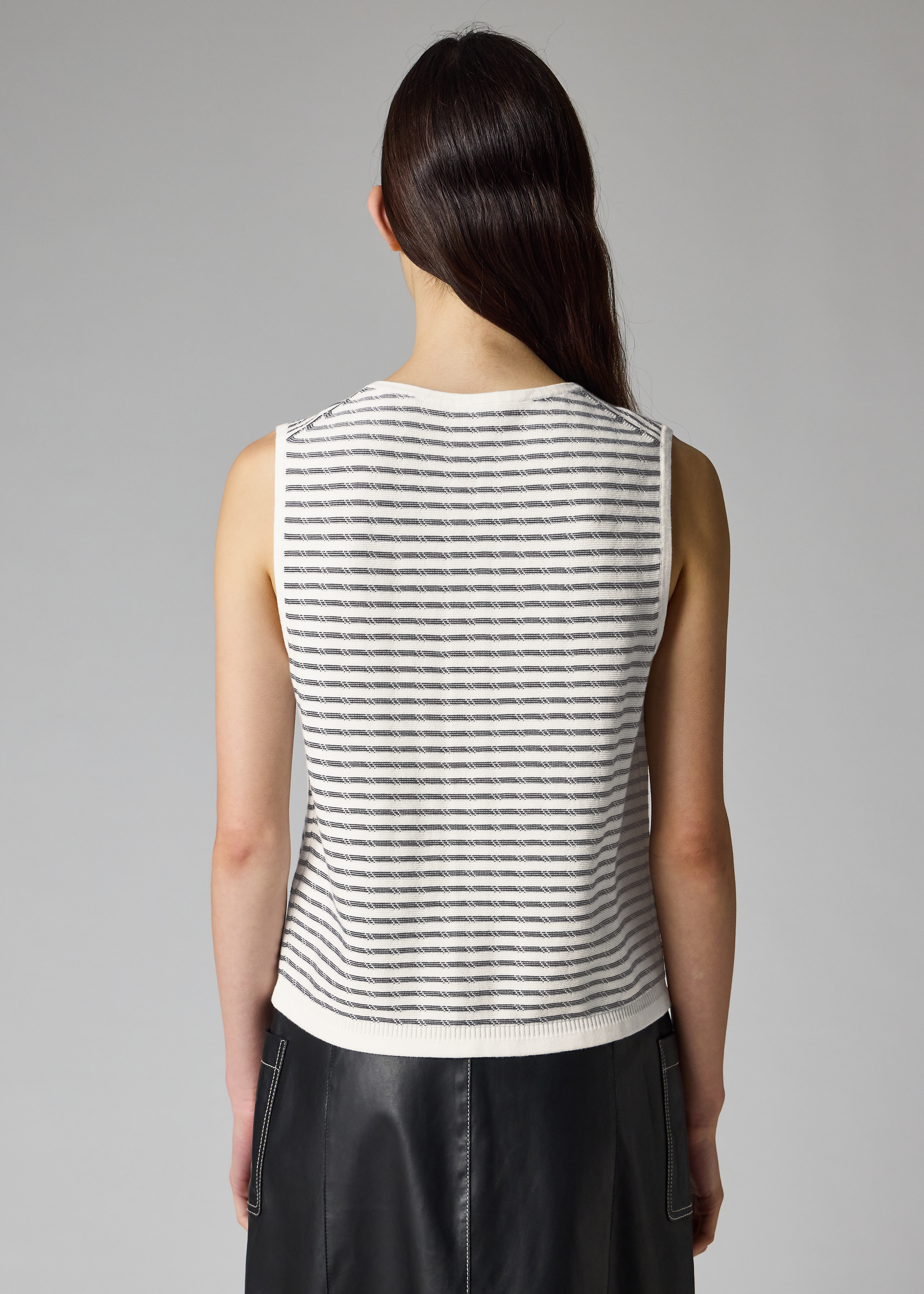 Women's White Knitted Stripe Waistcoat