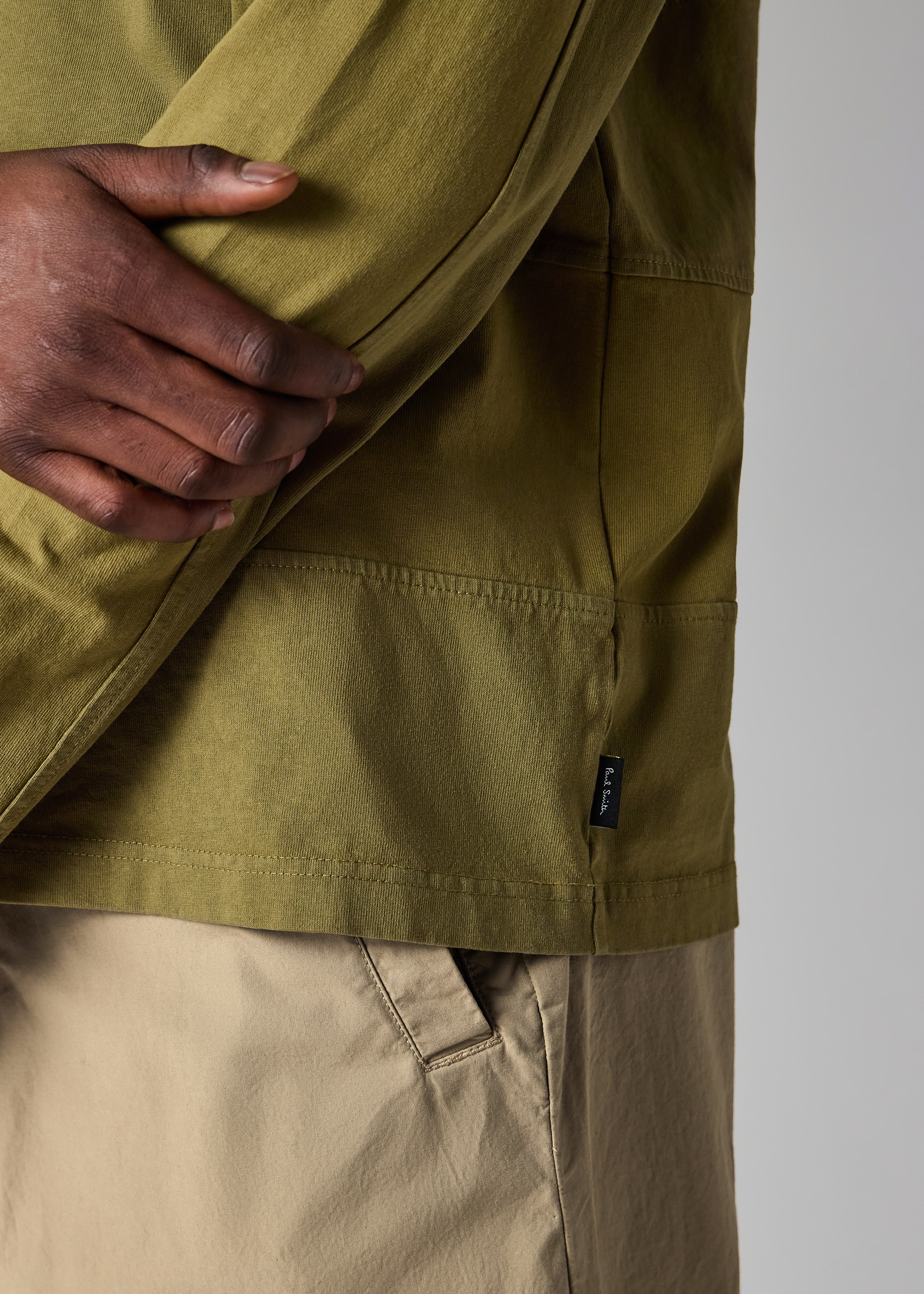 Khaki Block Stripe Rugby Polo Shirt