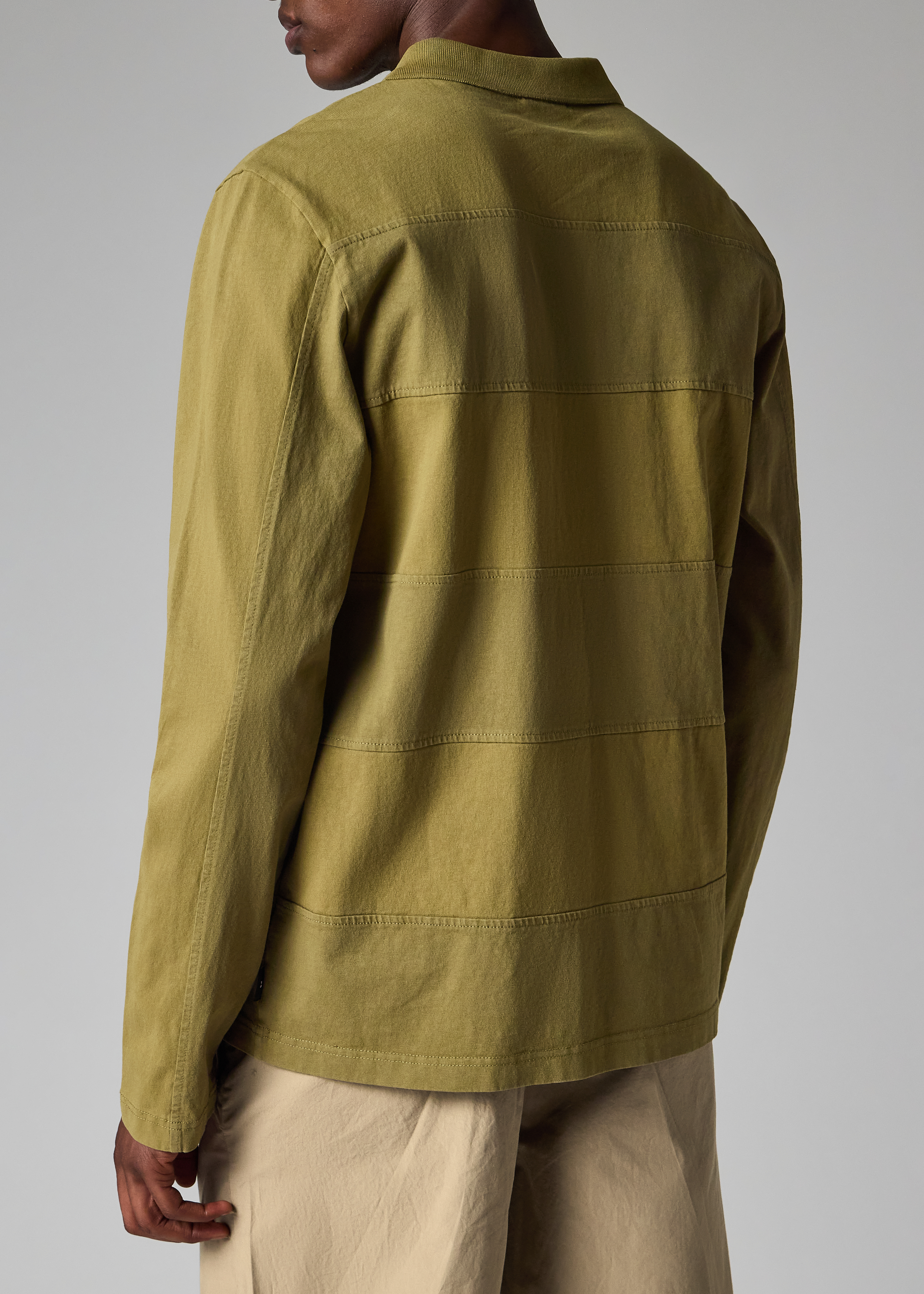 Khaki Block Stripe Rugby Polo Shirt