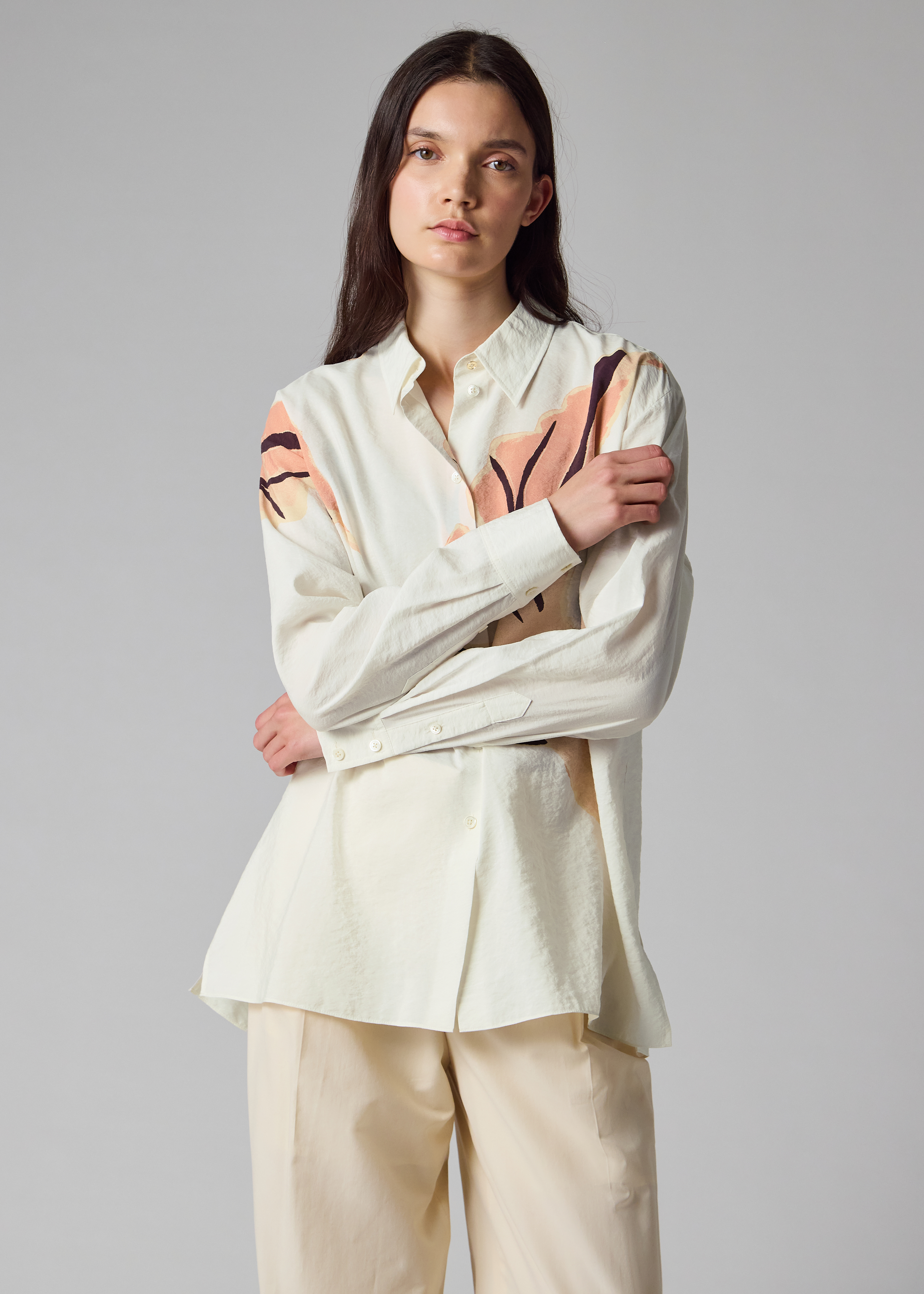Women's Cream 'Le Peche Fish' Silk-Blend Shirt