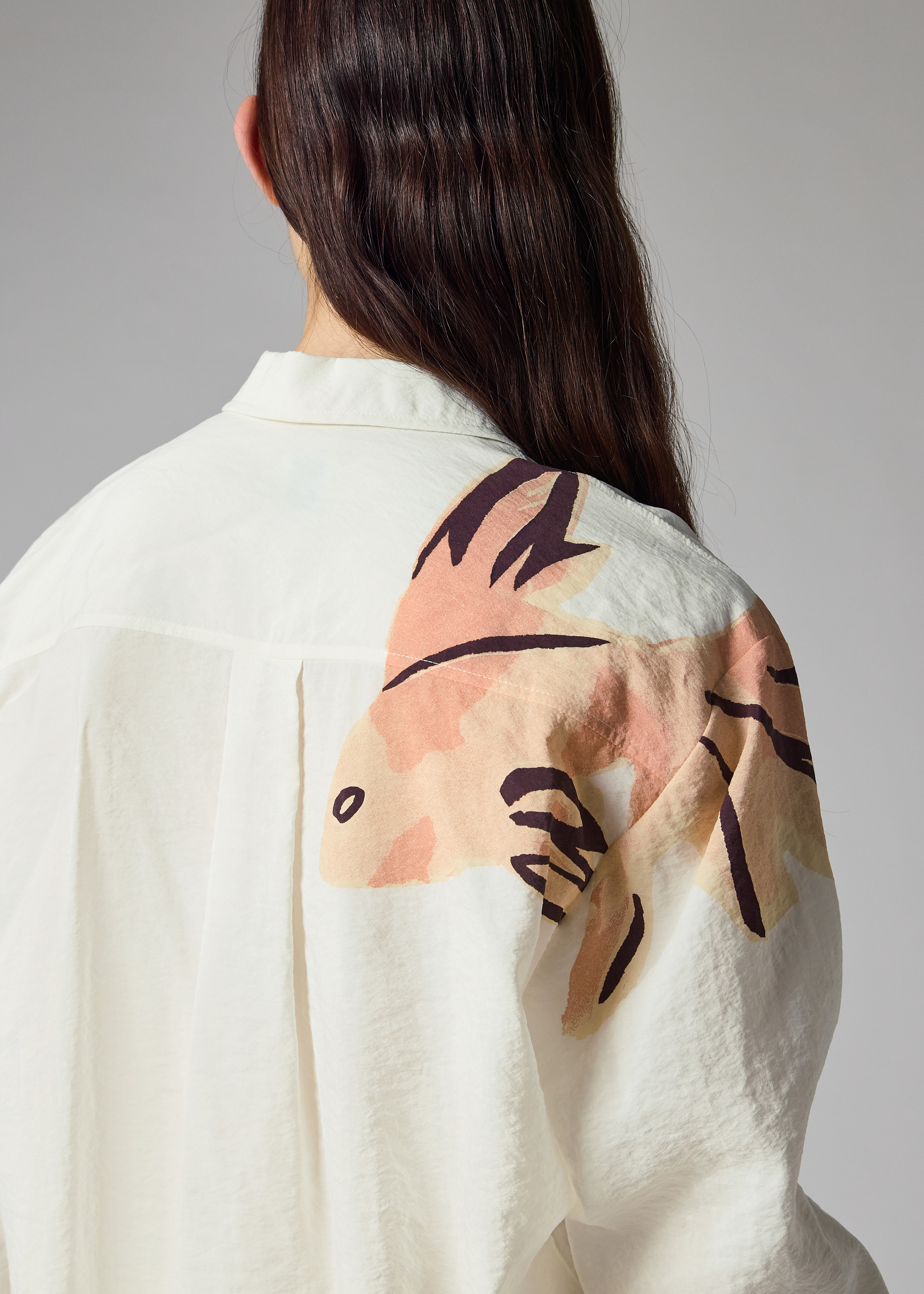 Women's Cream 'Le Peche Fish' Silk-Blend Shirt