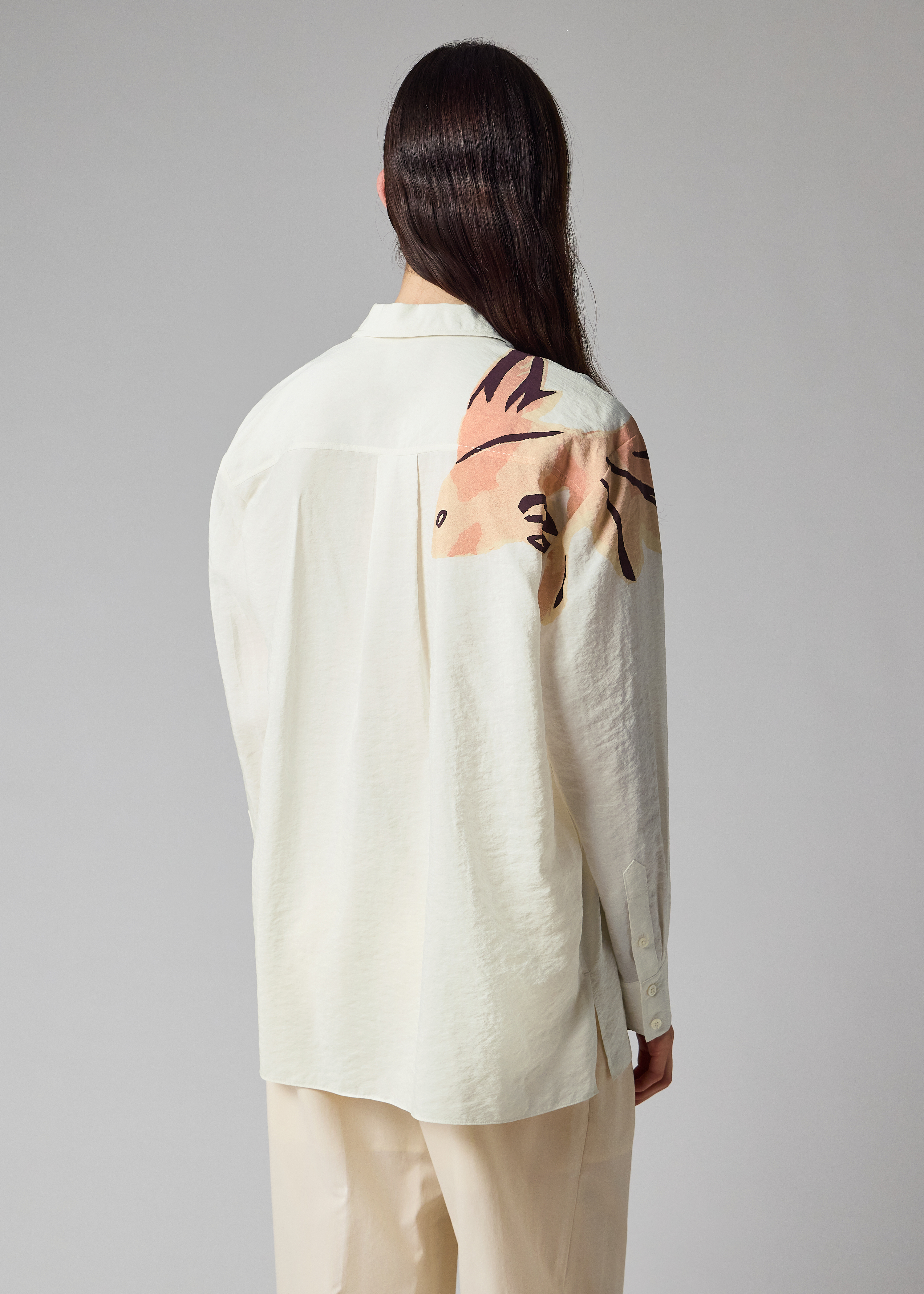 Women's Cream 'Le Peche Fish' Silk-Blend Shirt