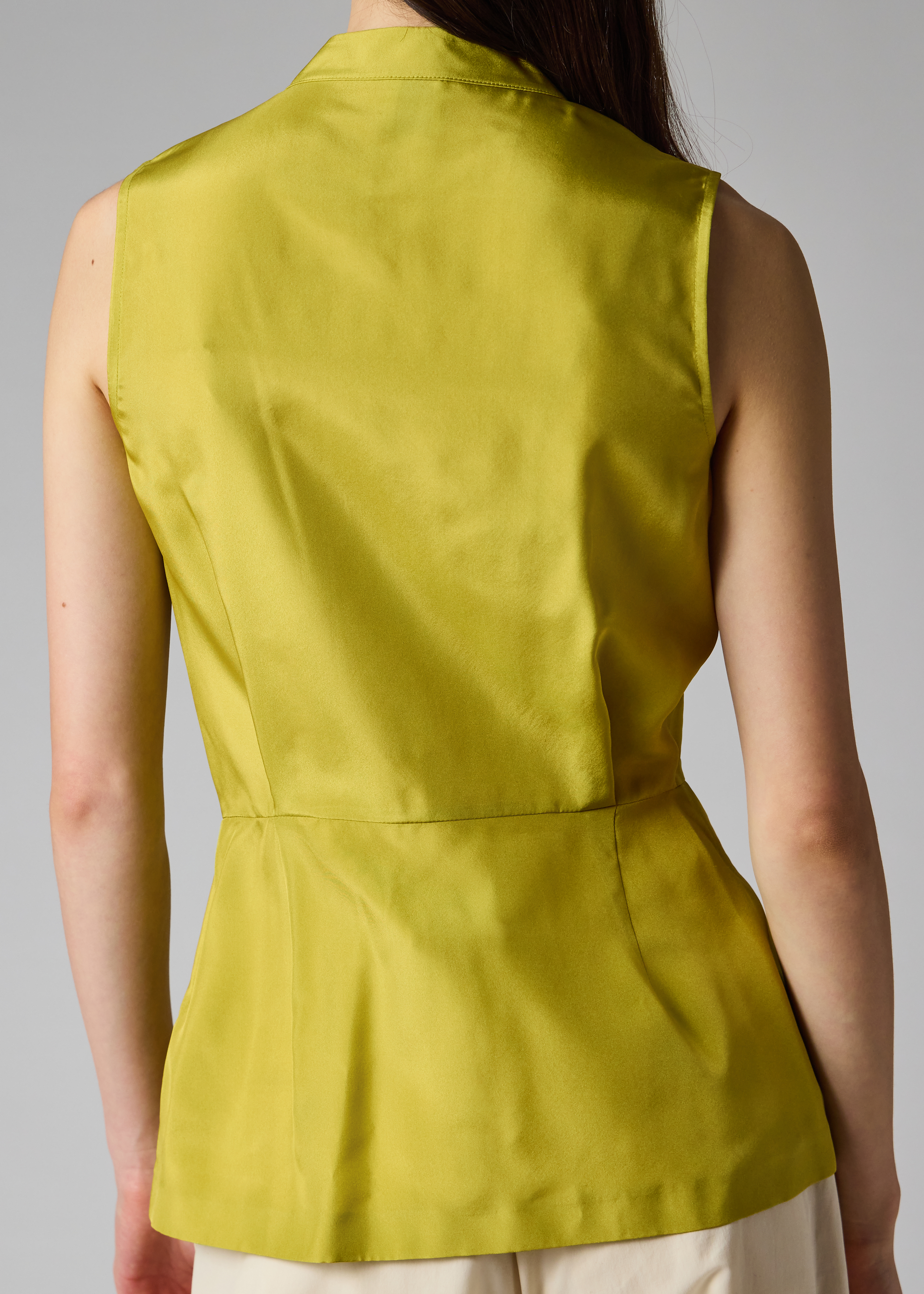Women's Bright Green Silk Front Tie Top