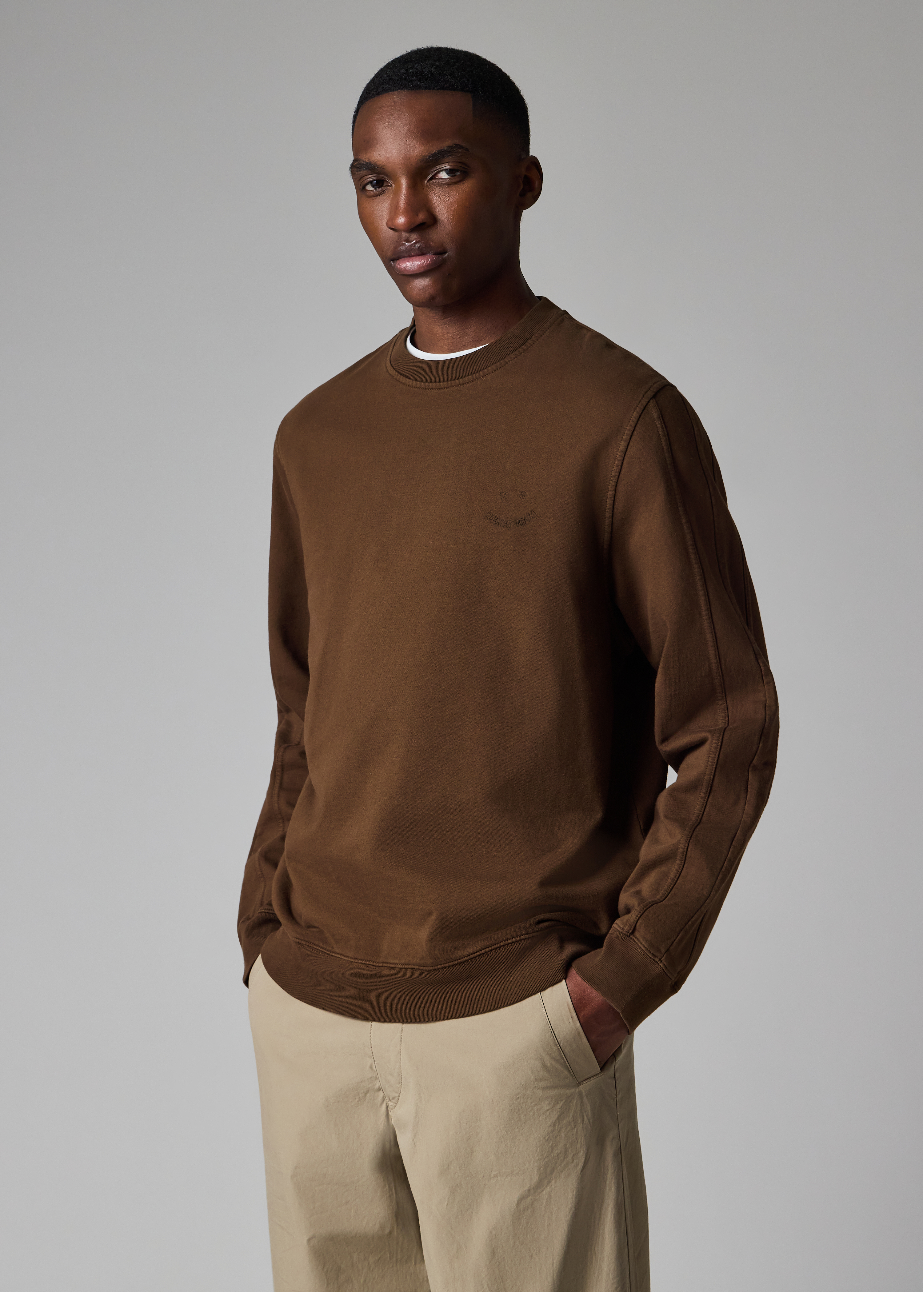 Brown 'Happy' Cotton Sweatshirt