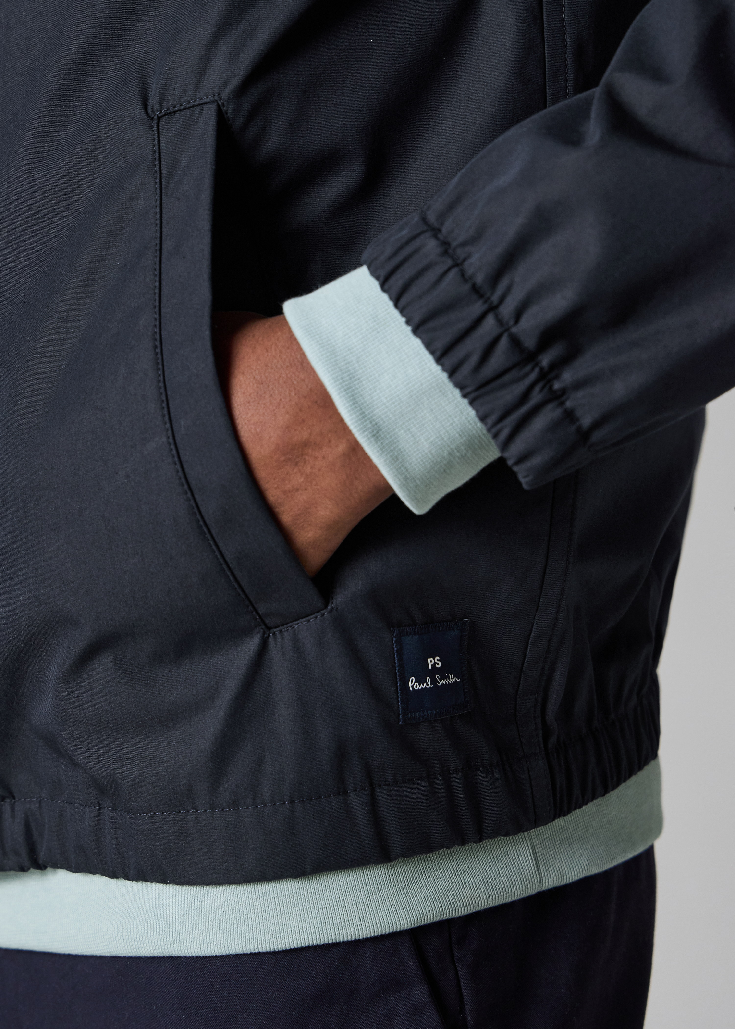 Navy Cotton-Blend Zip Jacket