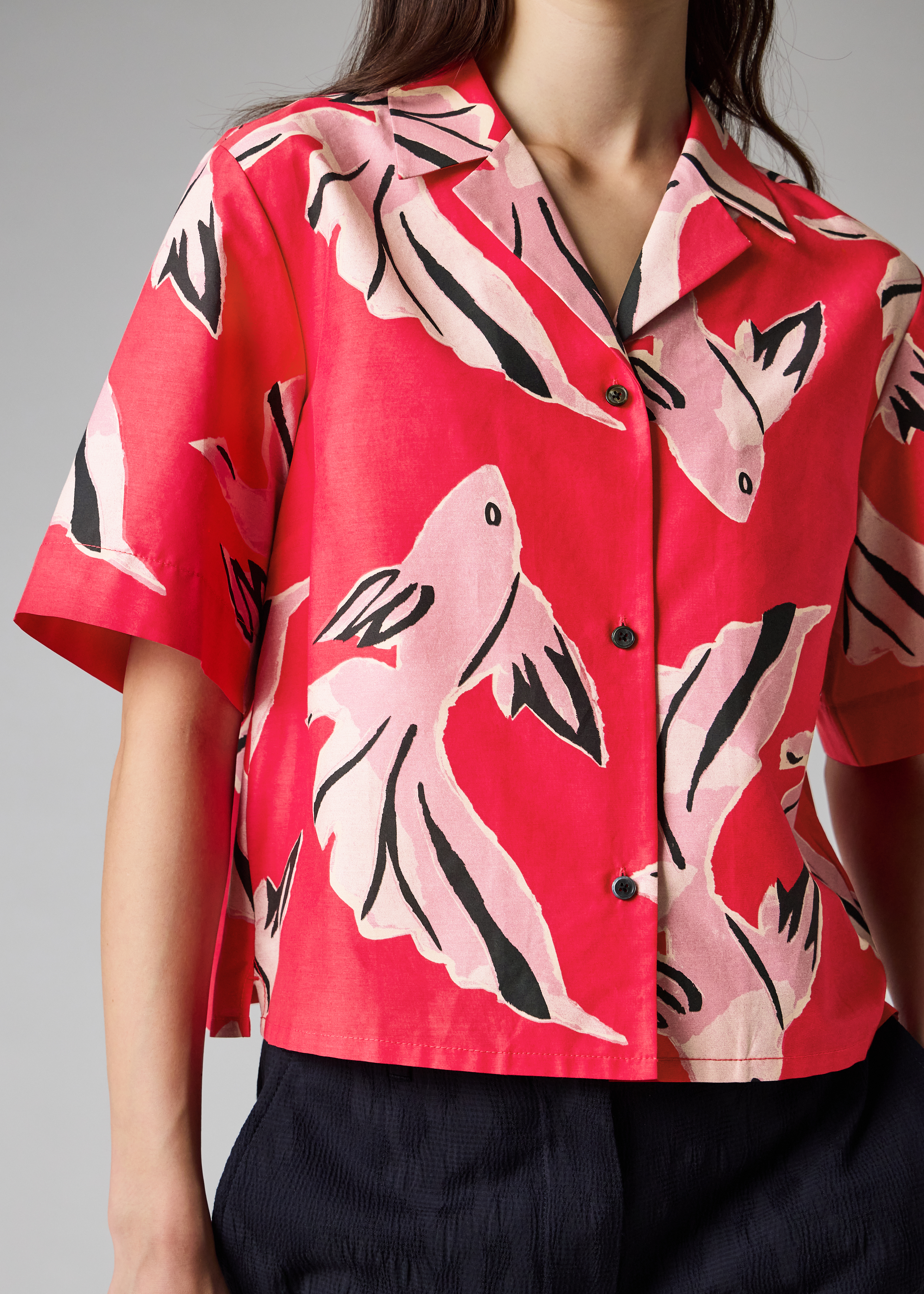 Women's Cotton-Silk 'Le Peche Fish' Shirt