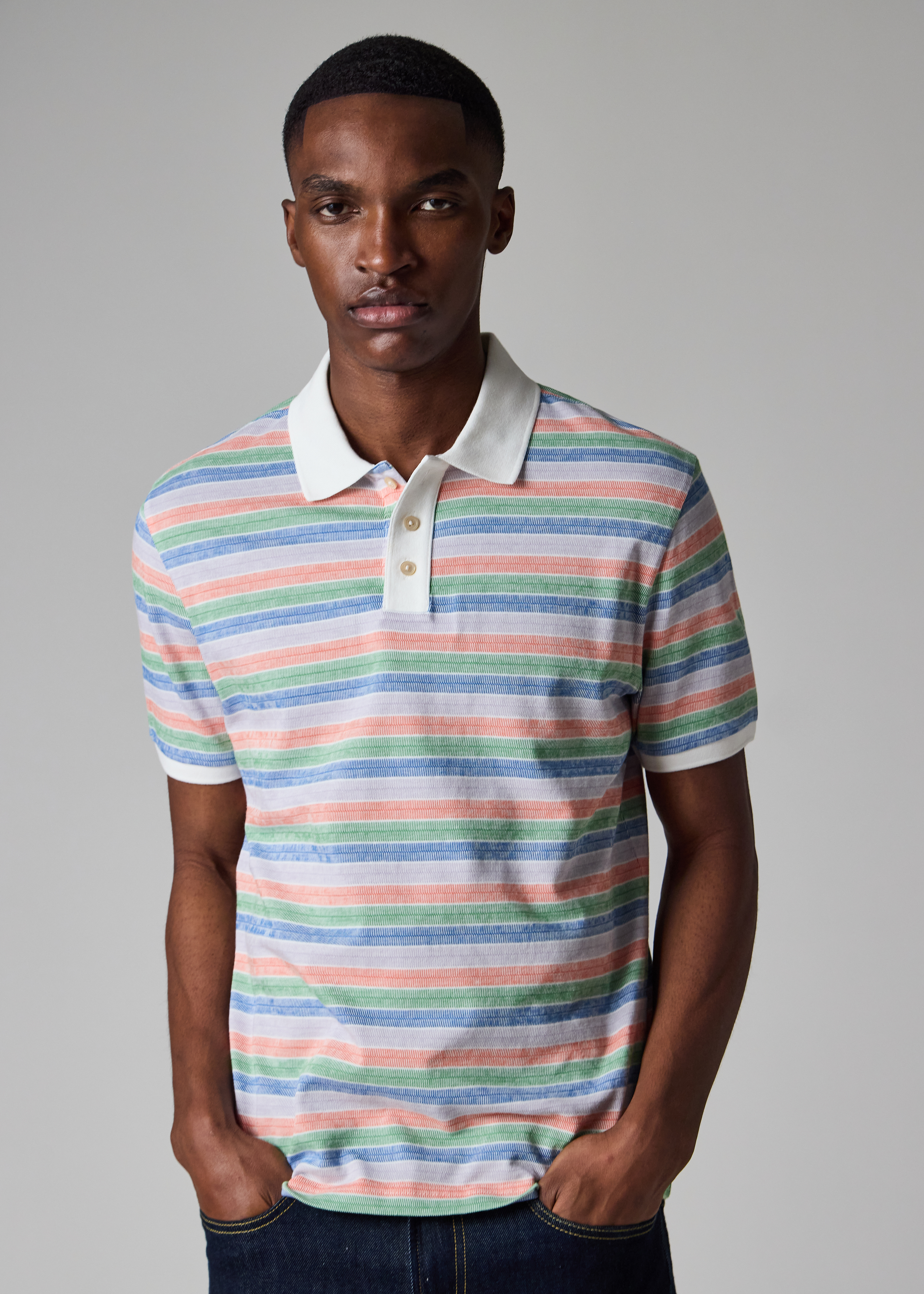 Multicolour Stripe Cotton Polo Shirt
