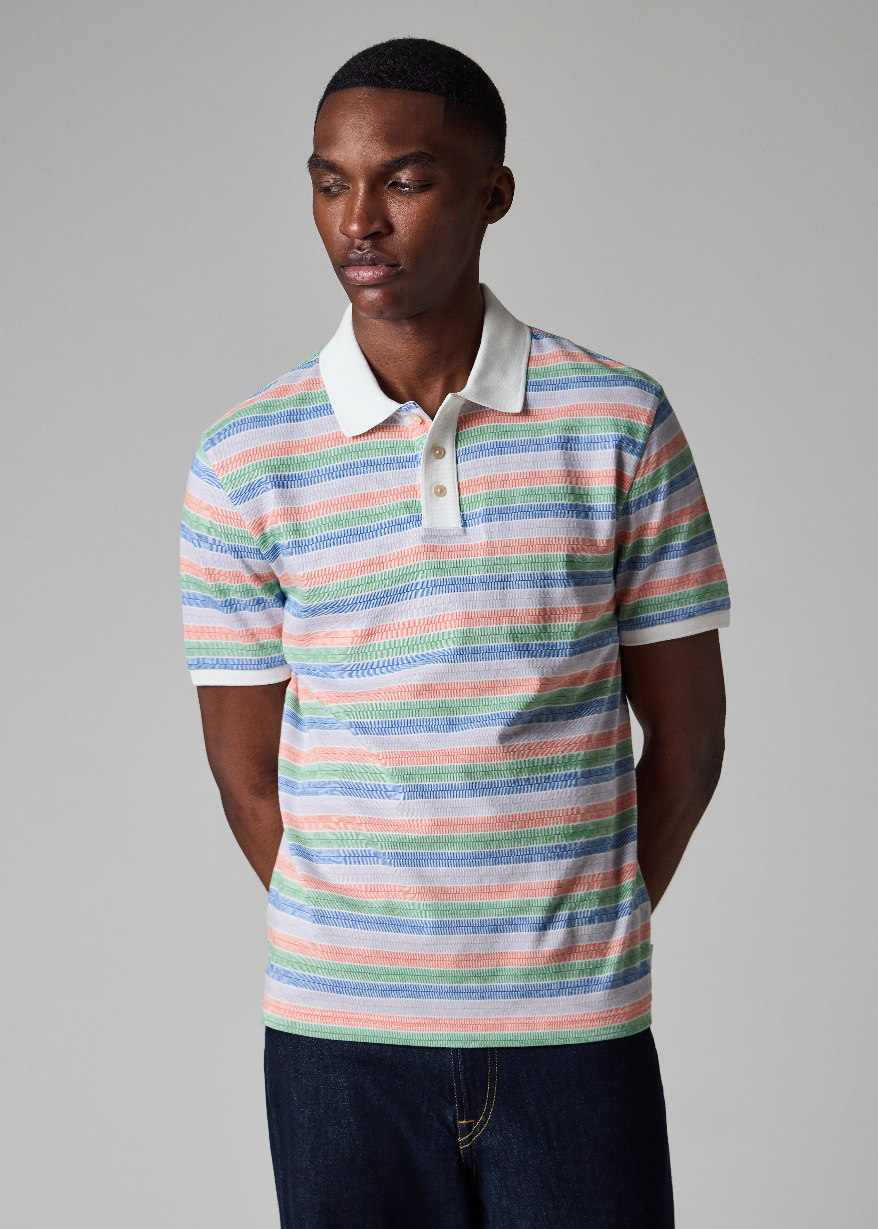 Multicolour Stripe Cotton Polo Shirt