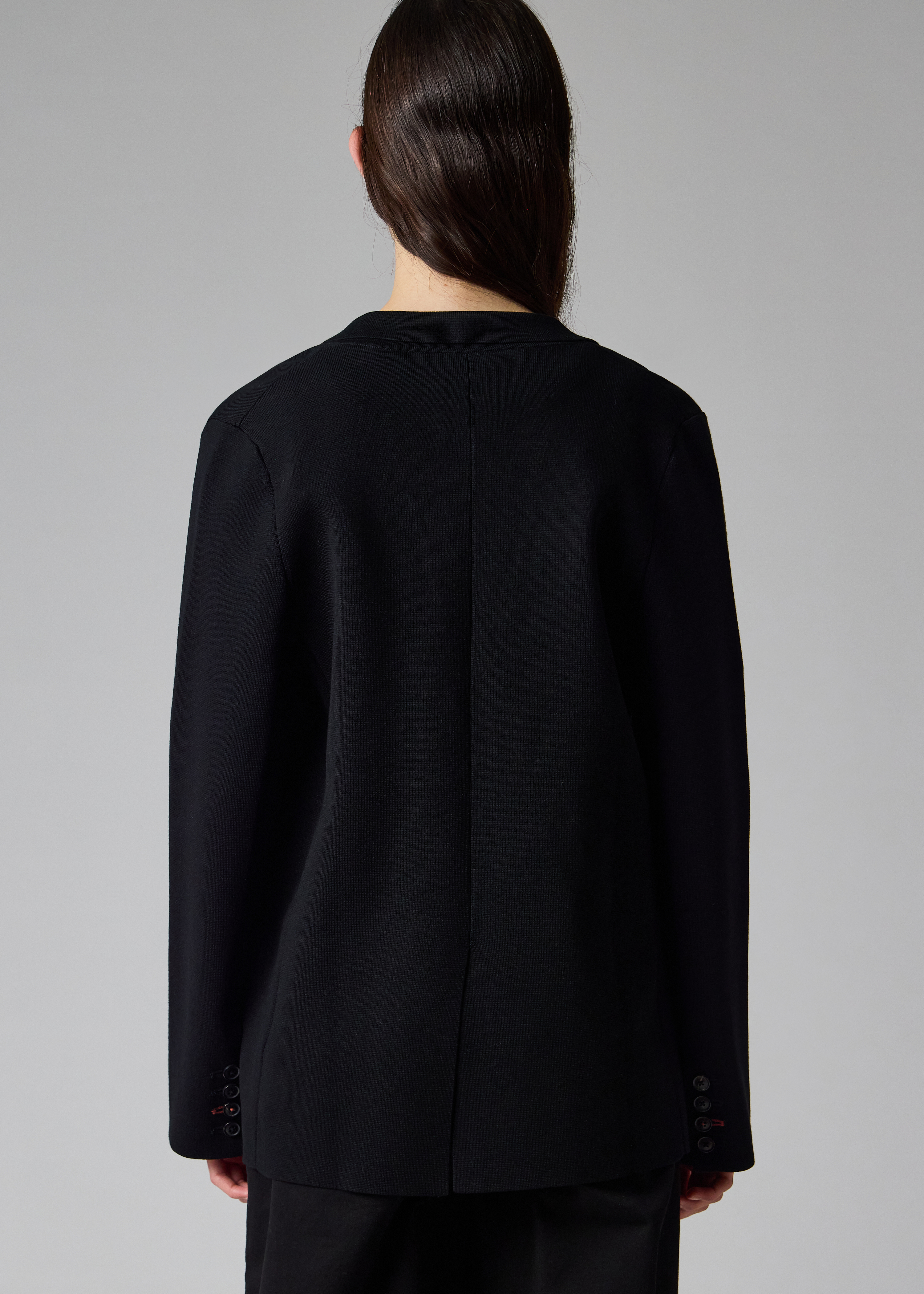 Women's Black Milano Knit Double-Breasted Blazer