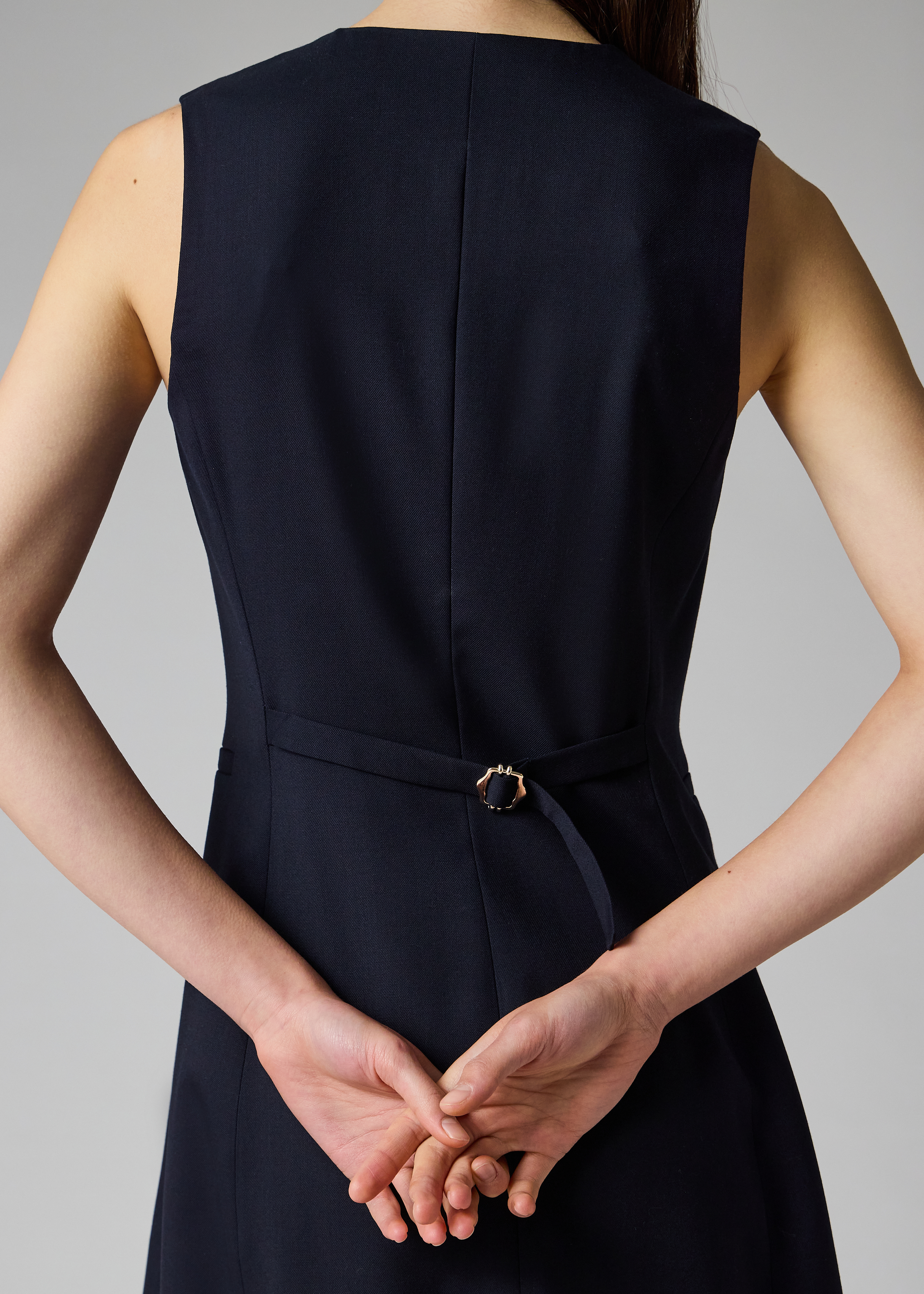 Women's A Suit To Travel In - Navy Tailored Sleeveless Dress