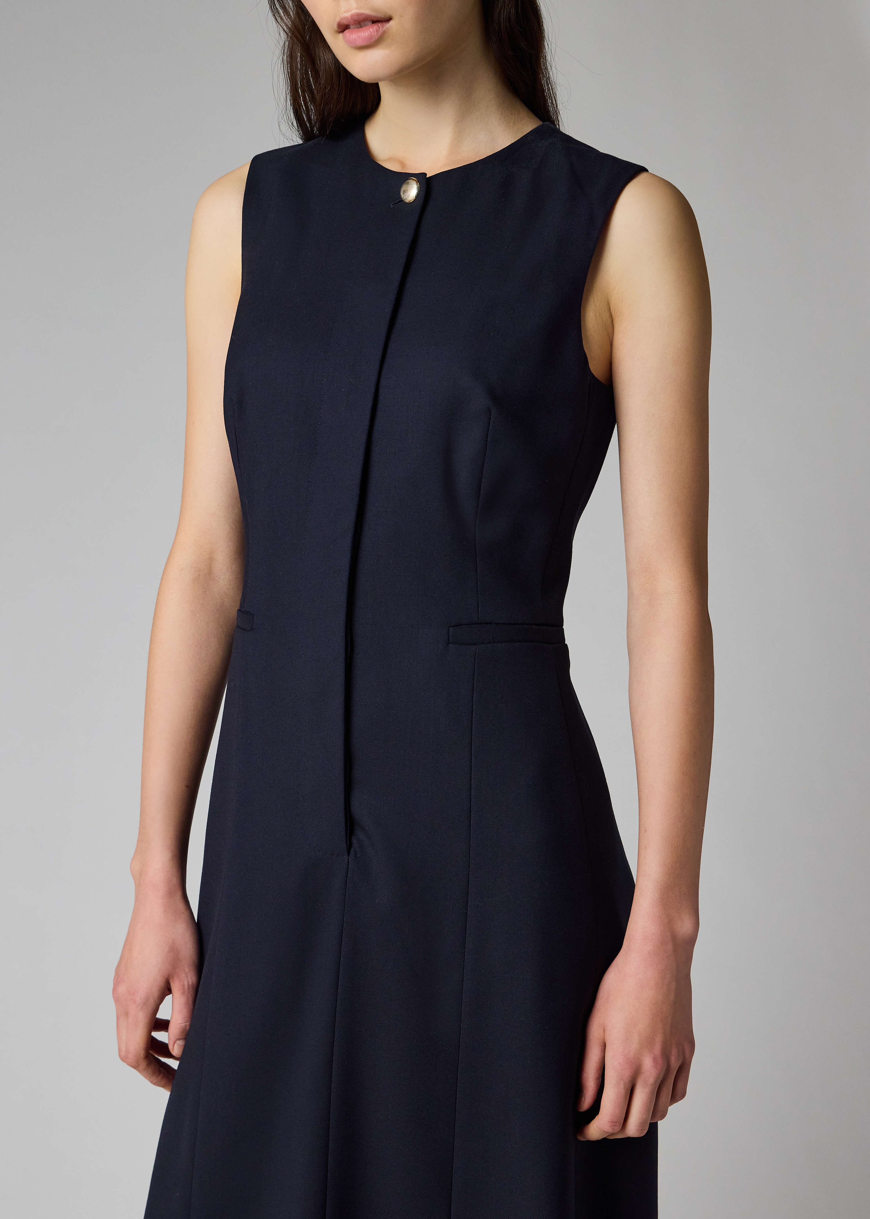 Women's A Suit To Travel In - Navy Tailored Sleeveless Dress