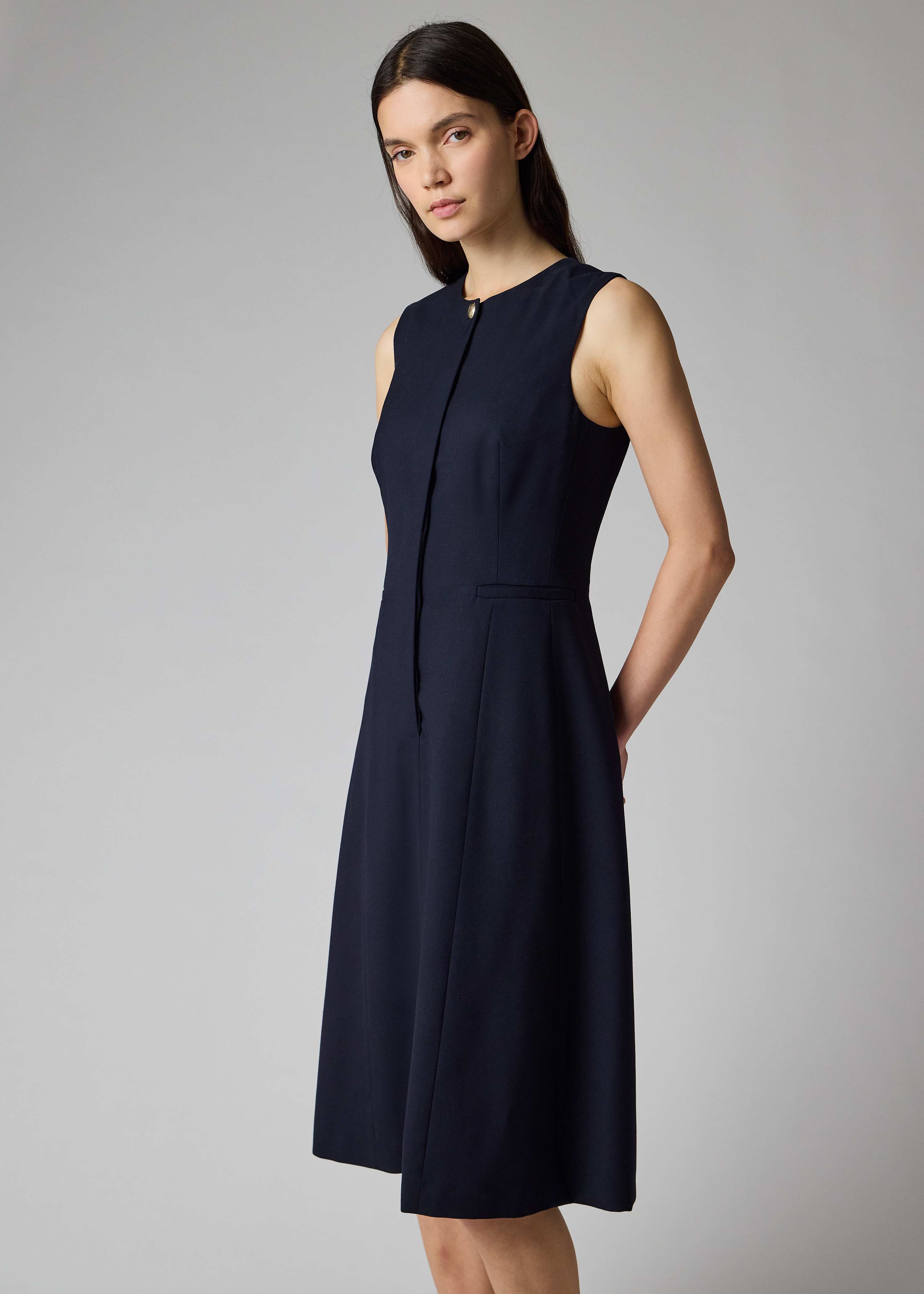 Women's A Suit To Travel In - Navy Tailored Sleeveless Dress