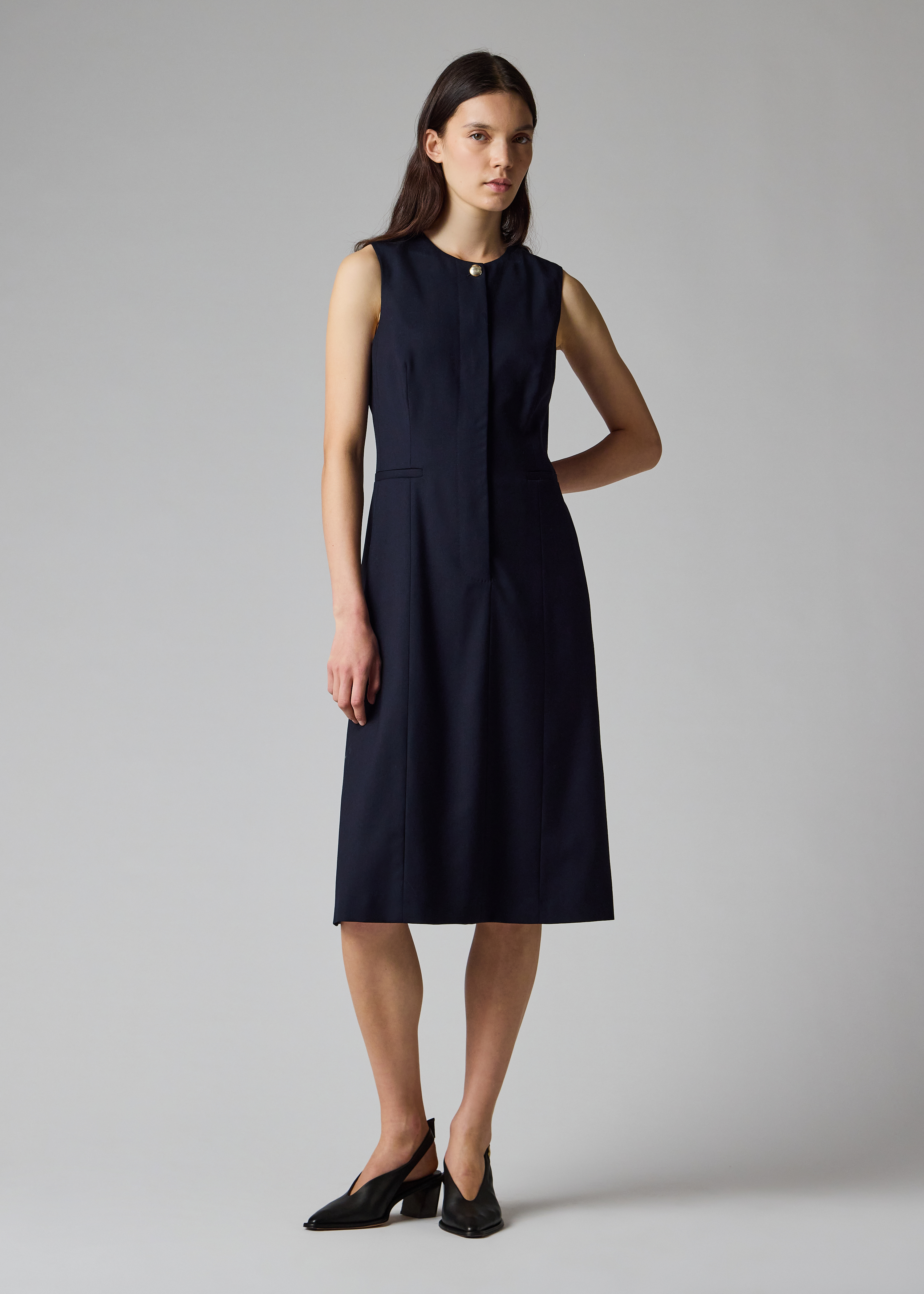 Women's A Suit To Travel In - Navy Tailored Sleeveless Dress