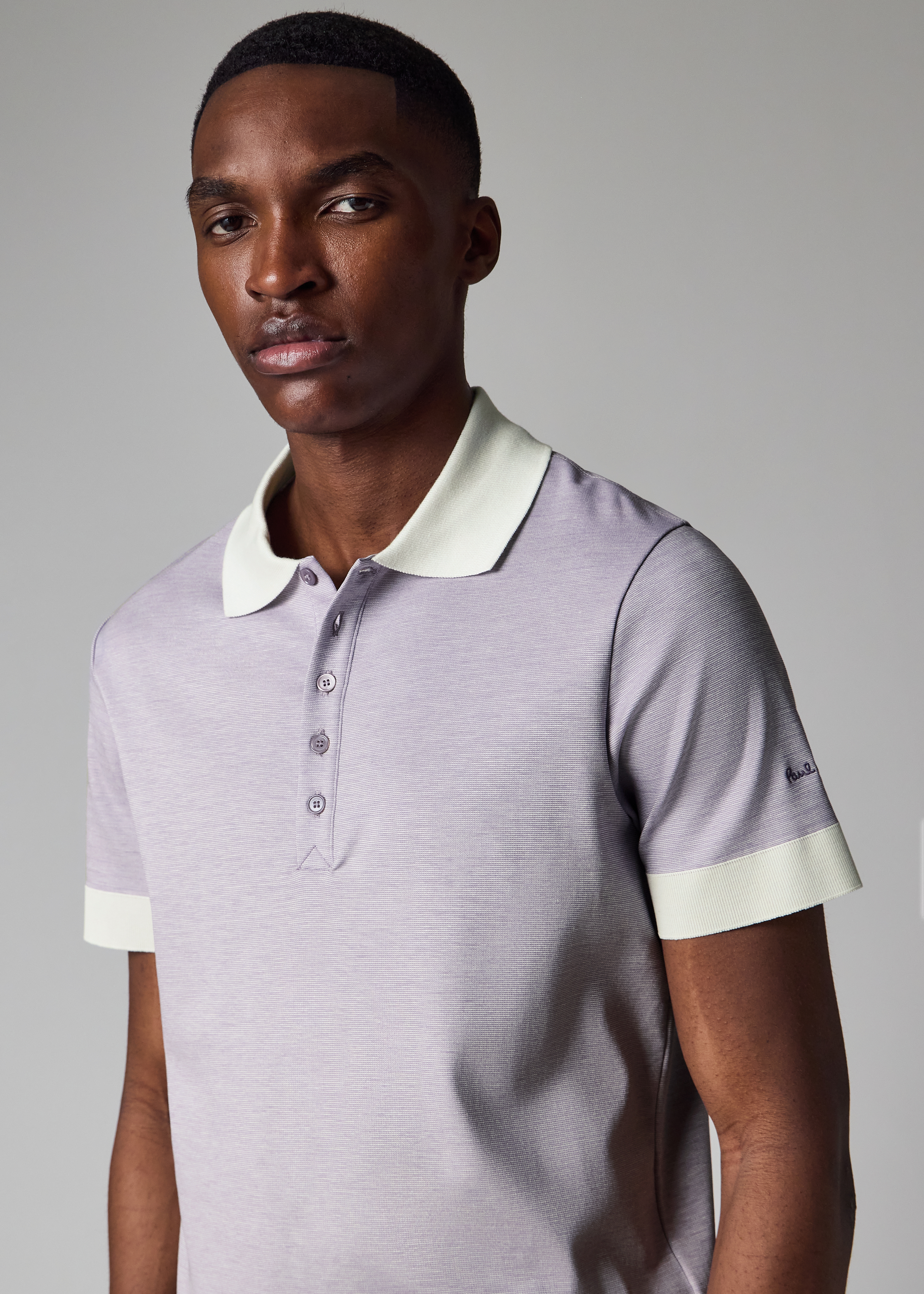 Lilac Lyocell-Blend Polo Shirt With Contrast Trim