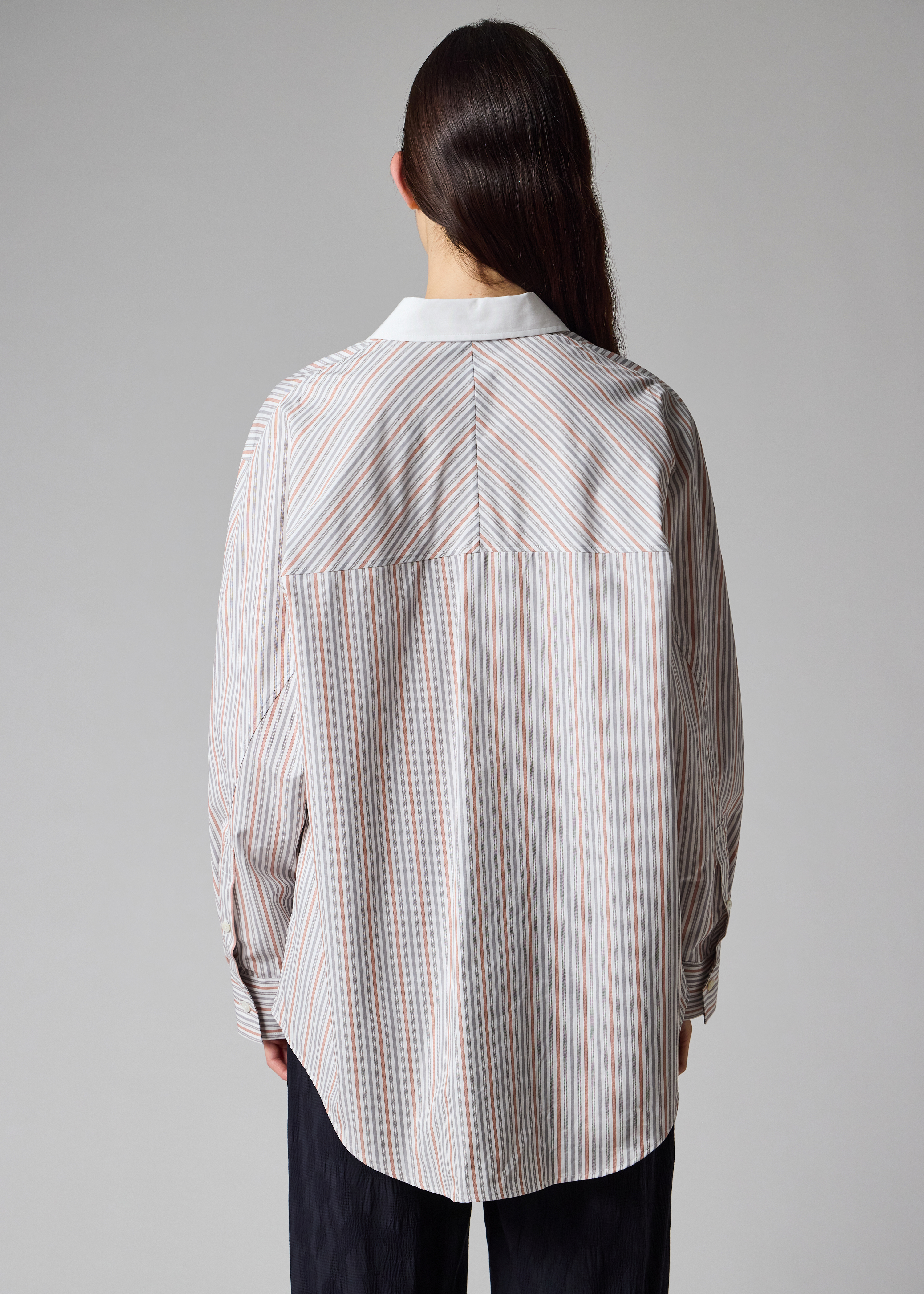 Women's Cotton White, Blue and Pink Stripe Shirt