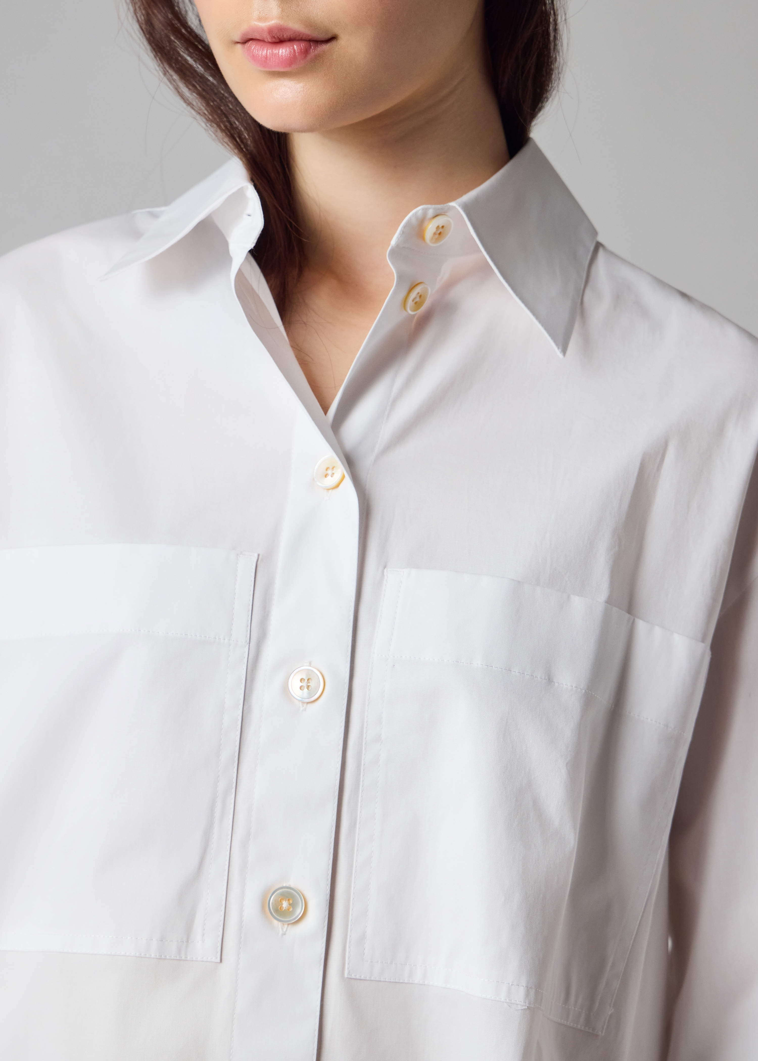 Women's Cropped Cotton White Shirt