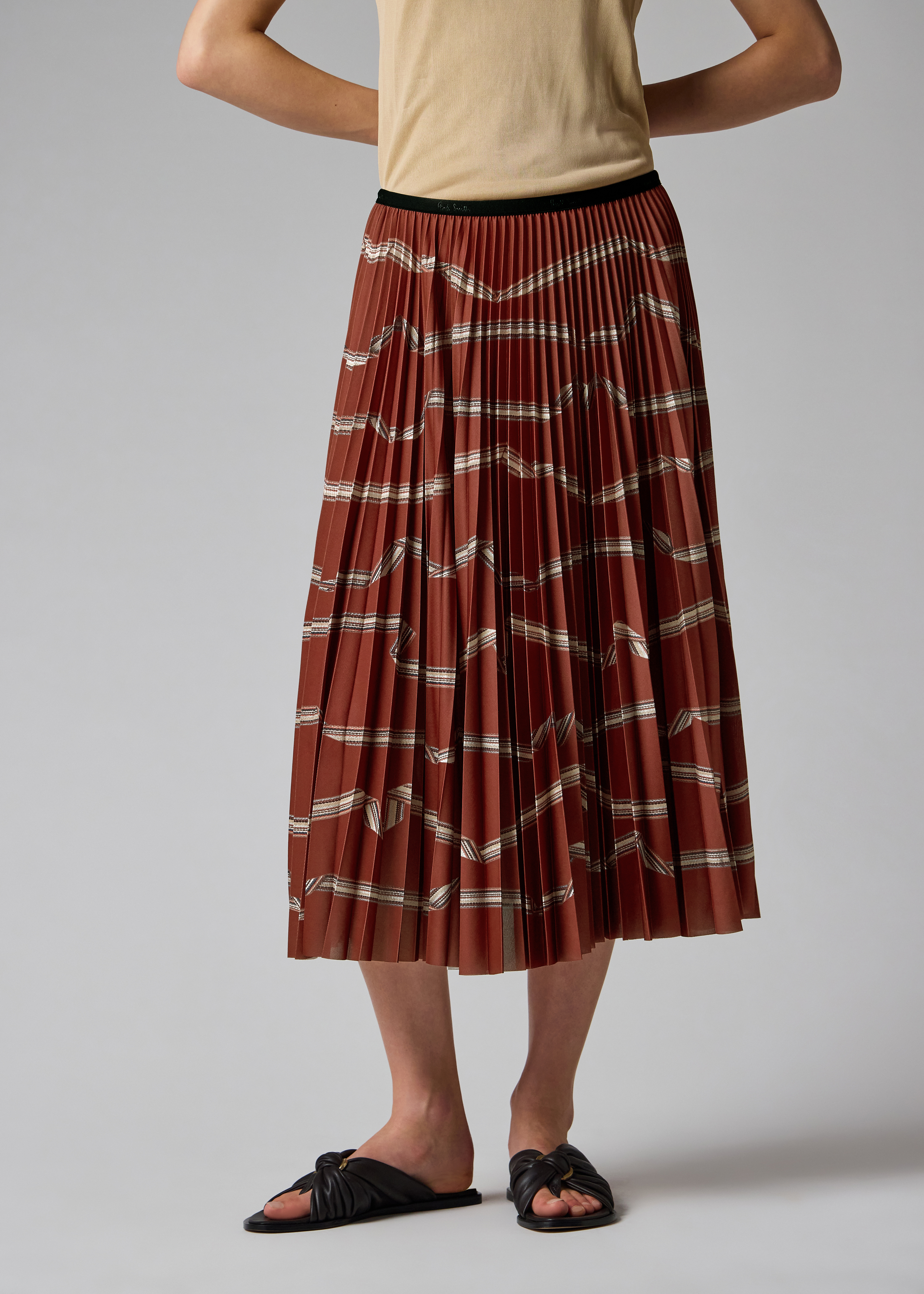 Women's Rust Red 'Signature Stripe' Ribbon Print Skirt