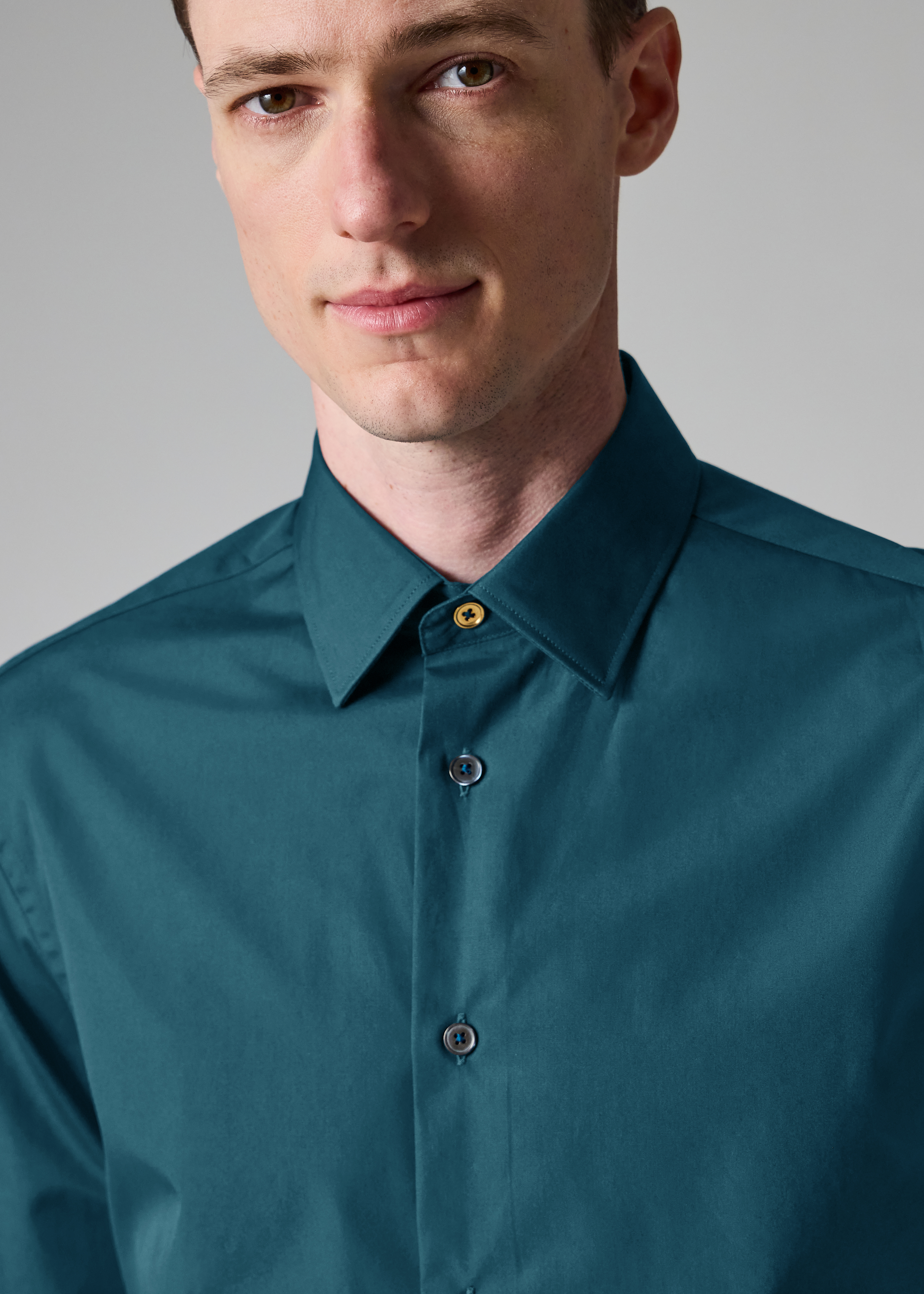 Tailored-Fit Dark Teal Cotton-Poplin Shirt